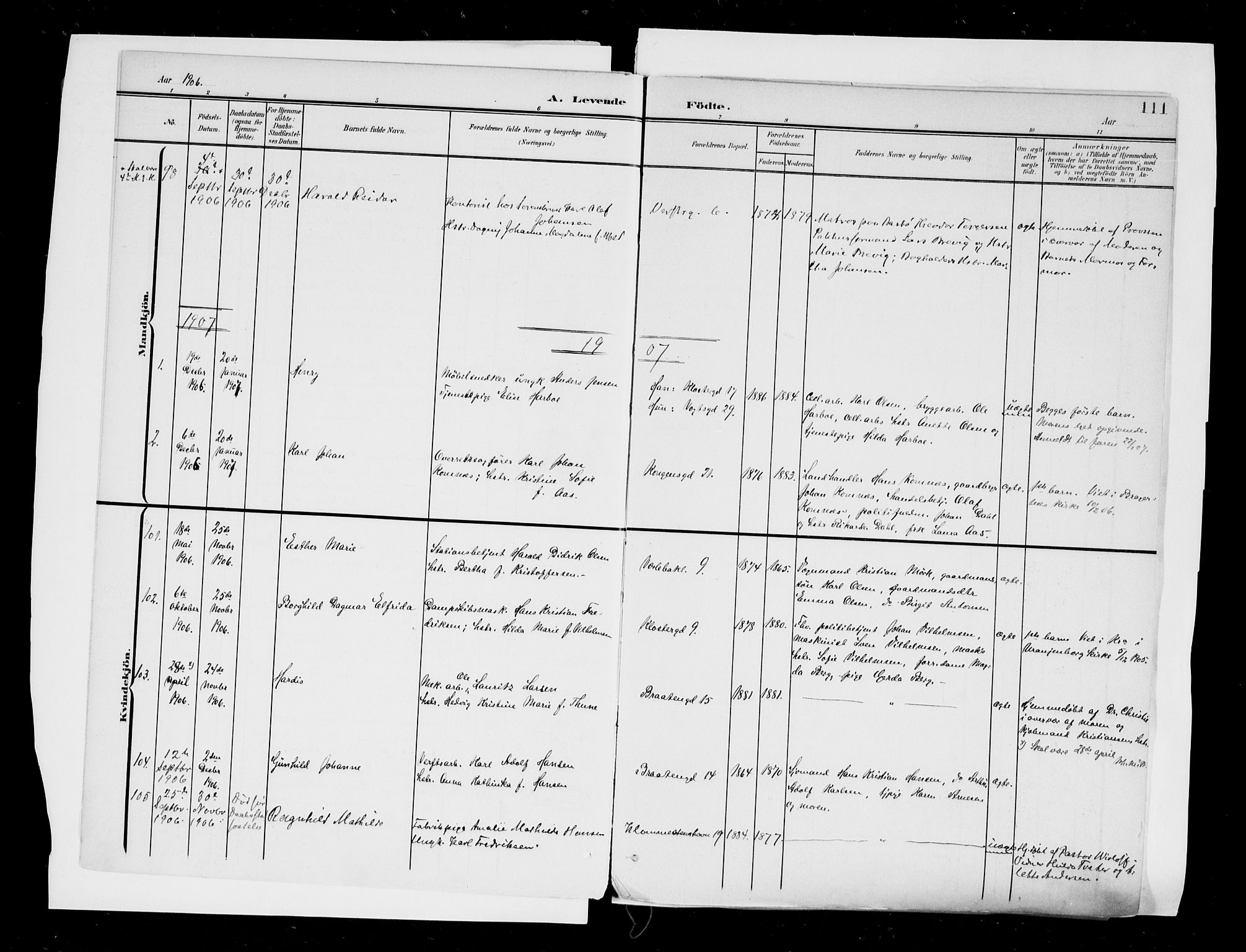 Moss prestekontor Kirkebøker, SAO/A-2003/F/Fb/L0004: Parish register (official) no. II 4, 1902-1912, p. 111