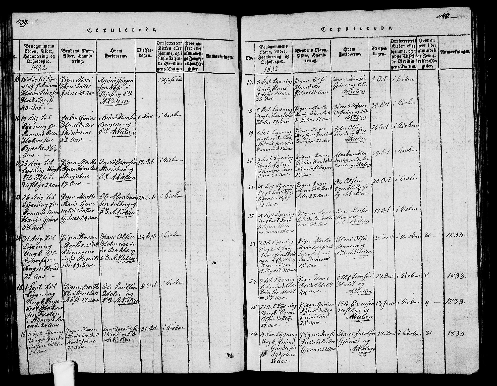 Hedrum kirkebøker, AV/SAKO-A-344/G/Ga/L0003: Parish register (copy) no. I 3, 1817-1835, p. 439-440