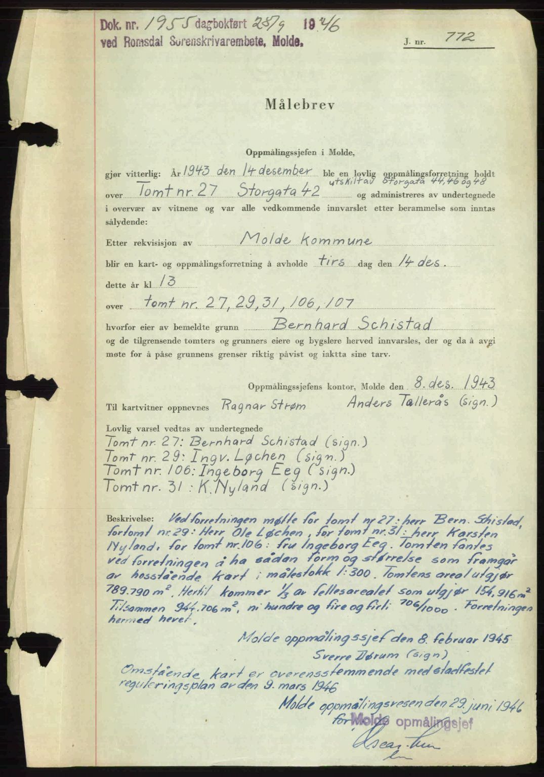 Romsdal sorenskriveri, AV/SAT-A-4149/1/2/2C: Mortgage book no. A20, 1946-1946, Diary no: : 1955/1946