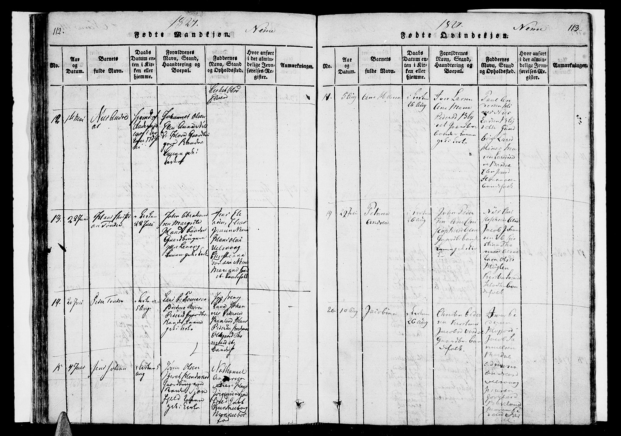 Ministerialprotokoller, klokkerbøker og fødselsregistre - Nordland, AV/SAT-A-1459/838/L0546: Parish register (official) no. 838A05 /1, 1820-1828, p. 112-113