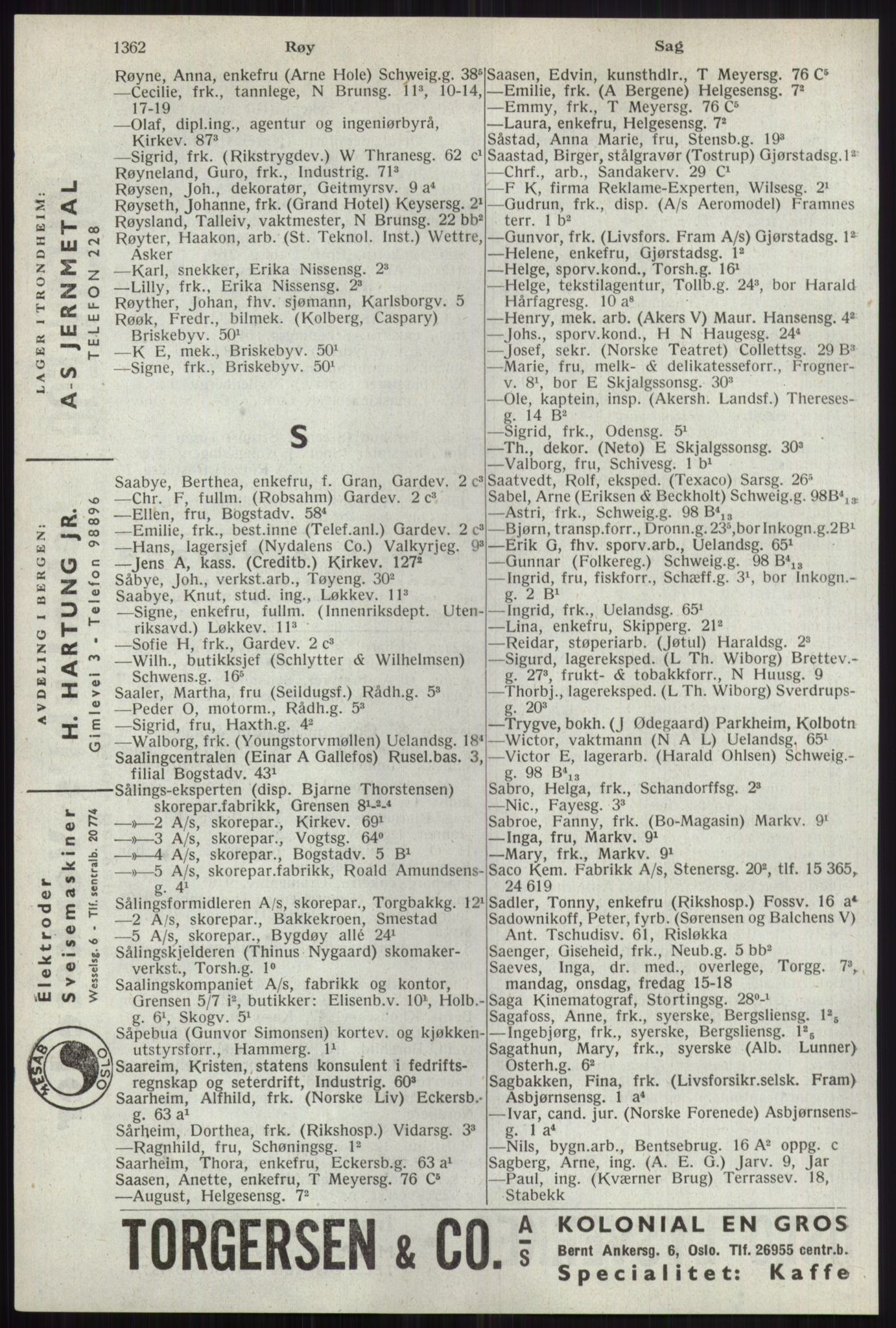 Kristiania/Oslo adressebok, PUBL/-, 1941, p. 1362