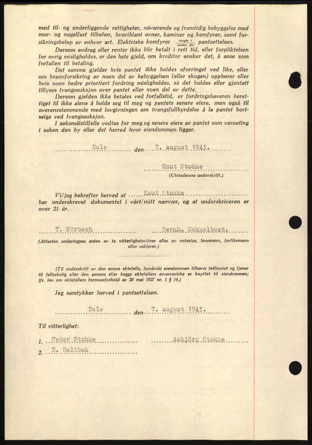 Nordmøre sorenskriveri, AV/SAT-A-4132/1/2/2Ca: Mortgage book no. B92, 1944-1945, Diary no: : 1046/1945