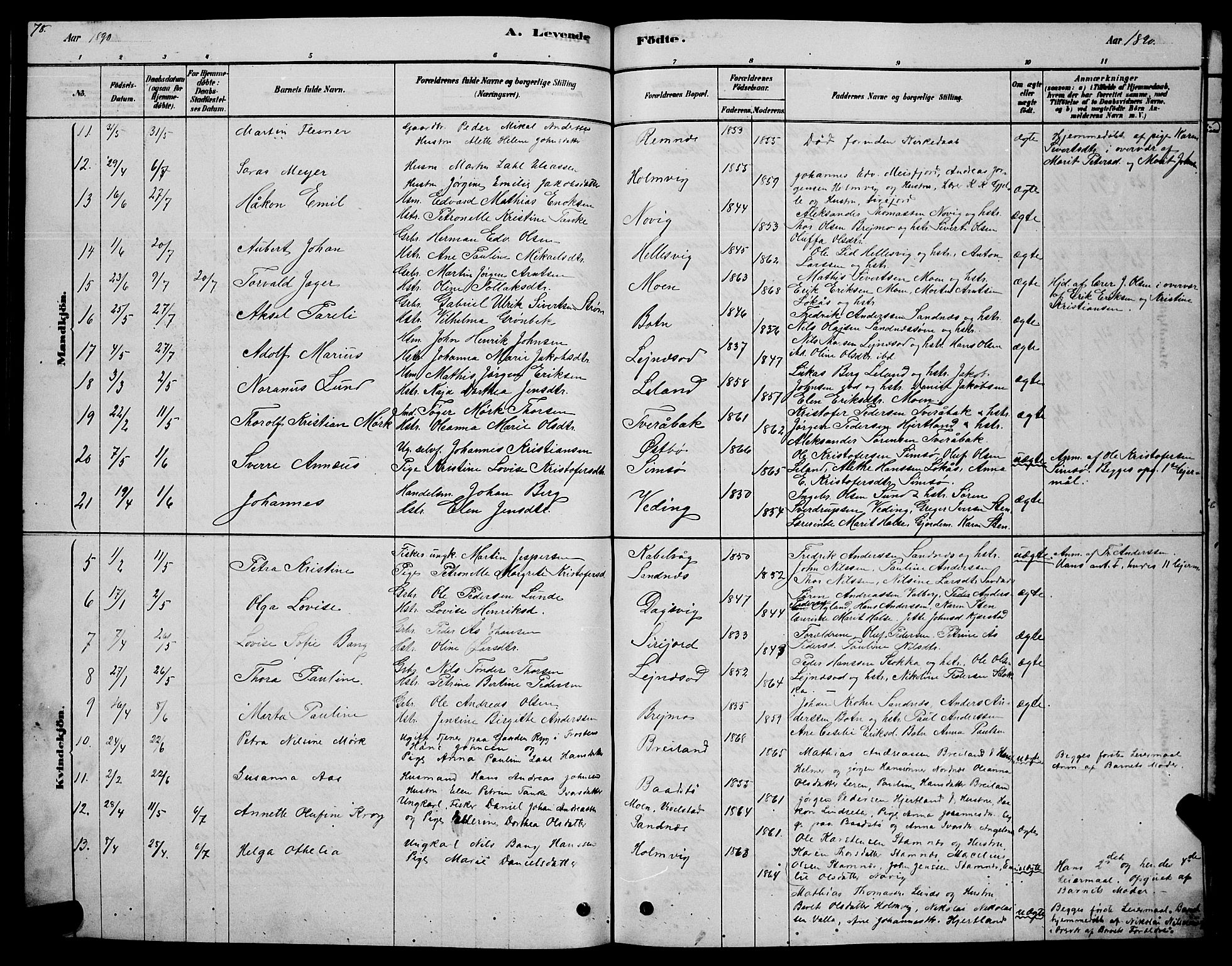 Ministerialprotokoller, klokkerbøker og fødselsregistre - Nordland, AV/SAT-A-1459/831/L0477: Parish register (copy) no. 831C04, 1878-1897, p. 78