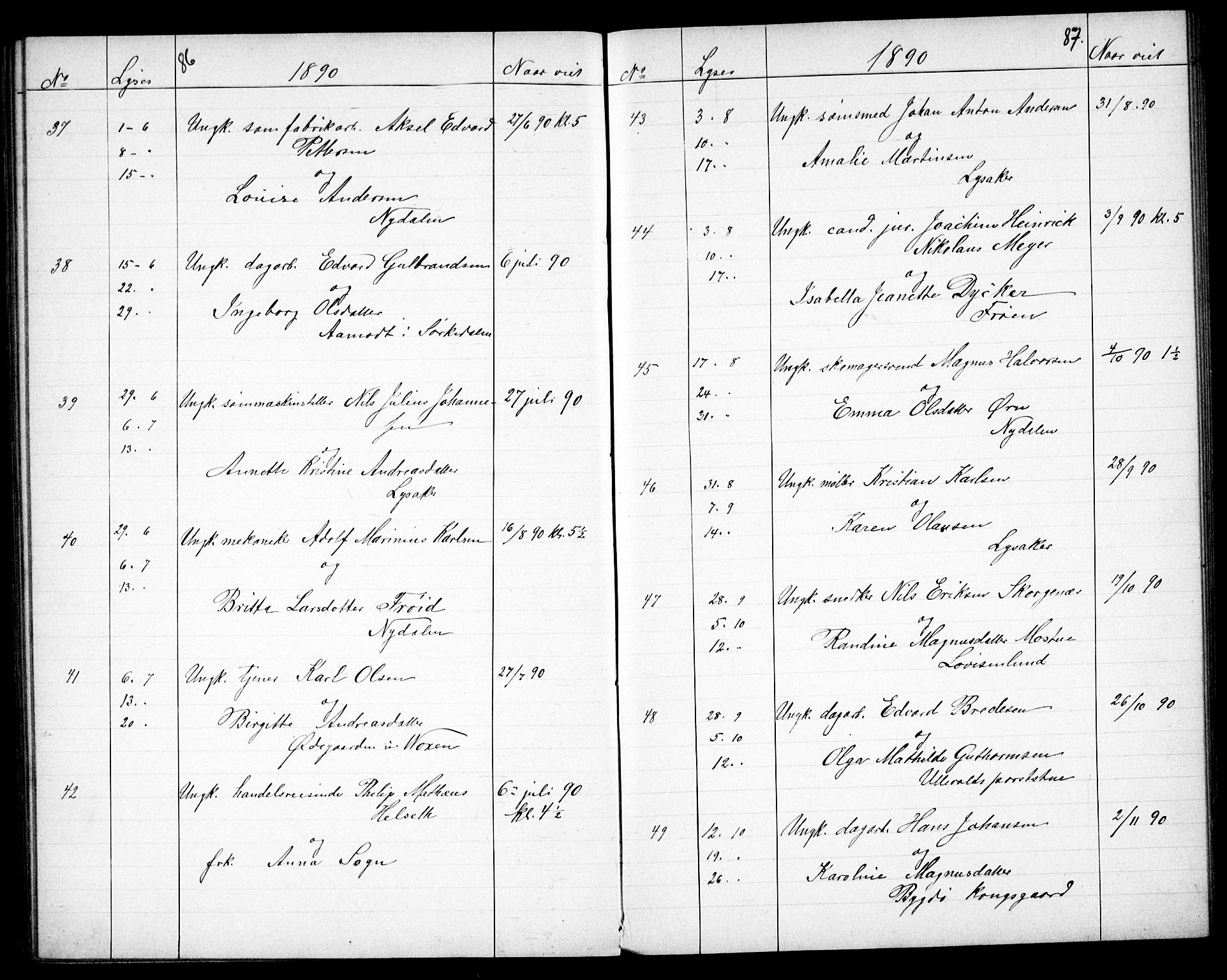 Vestre Aker prestekontor Kirkebøker, AV/SAO-A-10025/G/Ga/L0005: Parish register (copy) no. I 5, 1879-1901, p. 86-87