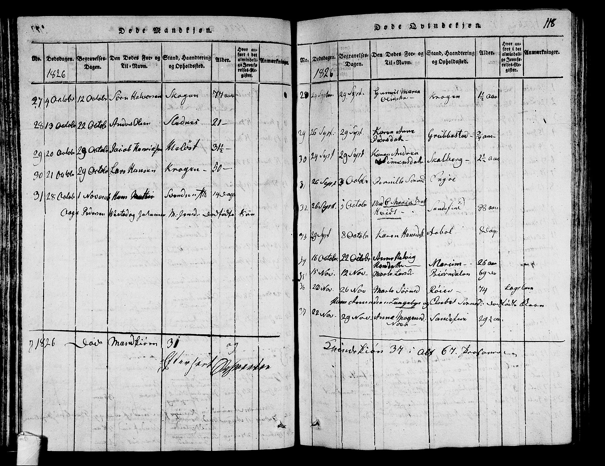 Sandar kirkebøker, SAKO/A-243/G/Ga/L0001: Parish register (copy) no. 1, 1814-1835, p. 118