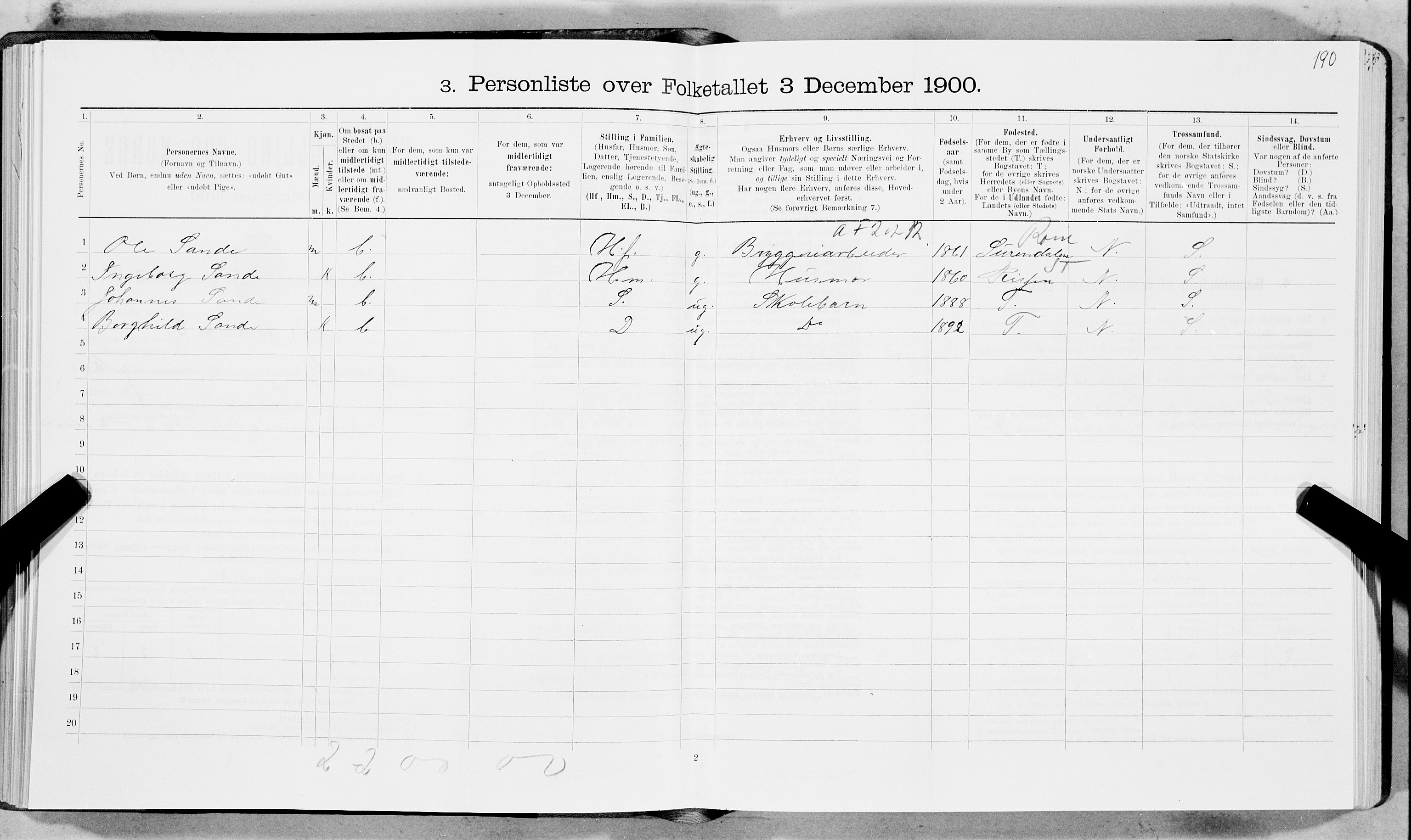 SAT, 1900 census for Trondheim, 1900, p. 1675