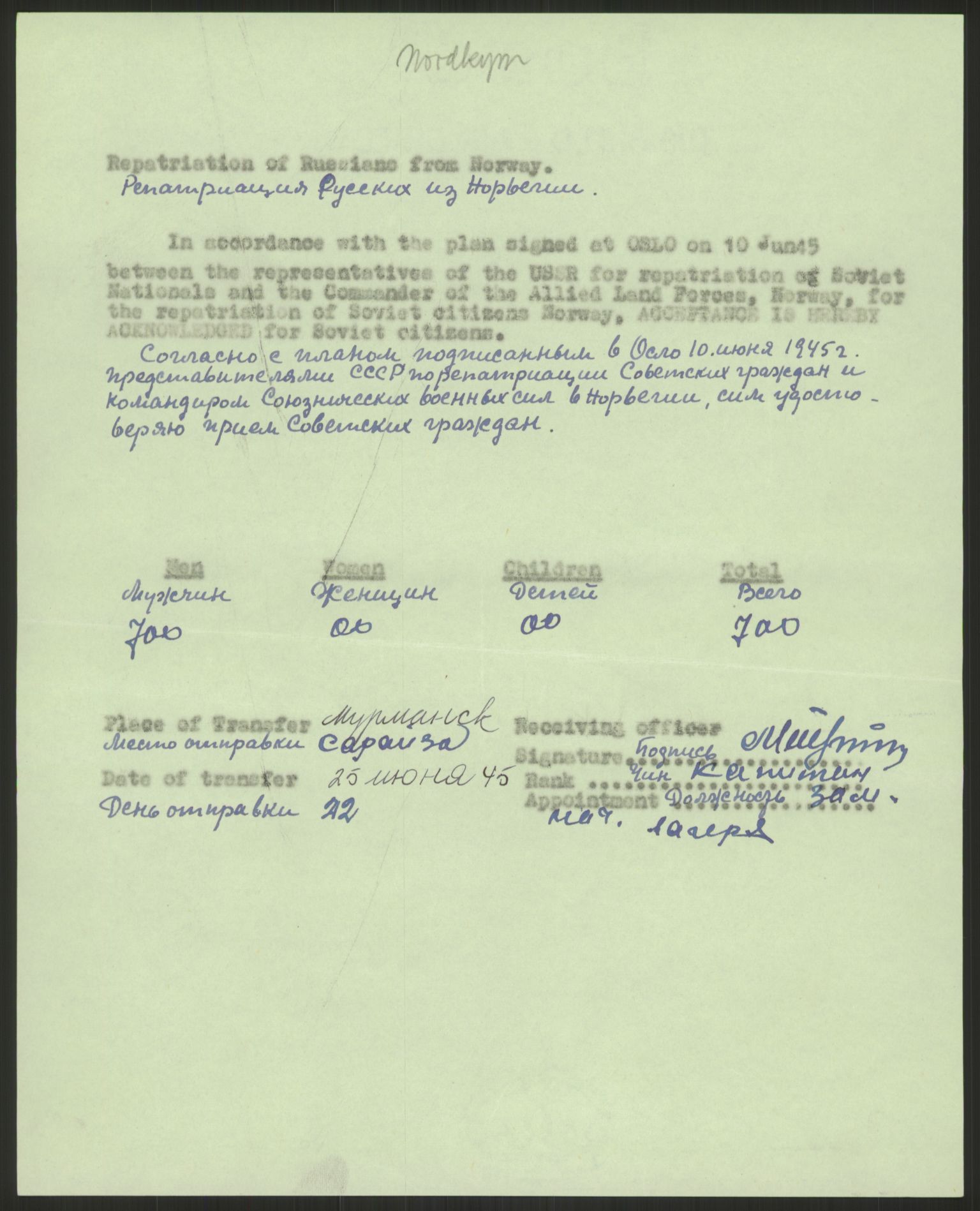 Flyktnings- og fangedirektoratet, Repatrieringskontoret, AV/RA-S-1681/D/Db/L0023: Displaced Persons (DPs) og sivile tyskere, 1945-1948, p. 648