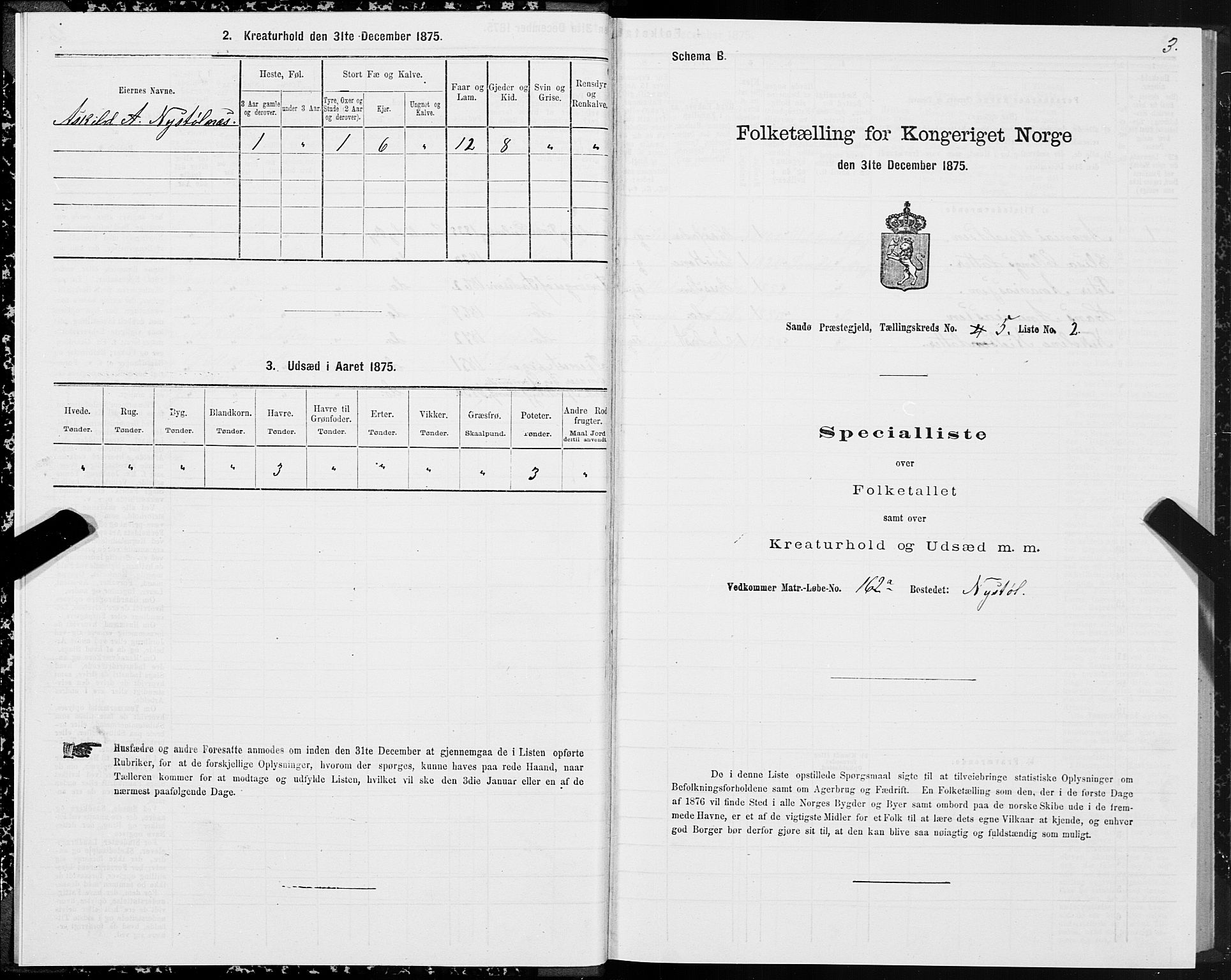 SAT, 1875 census for 1514P Sande, 1875, p. 3003