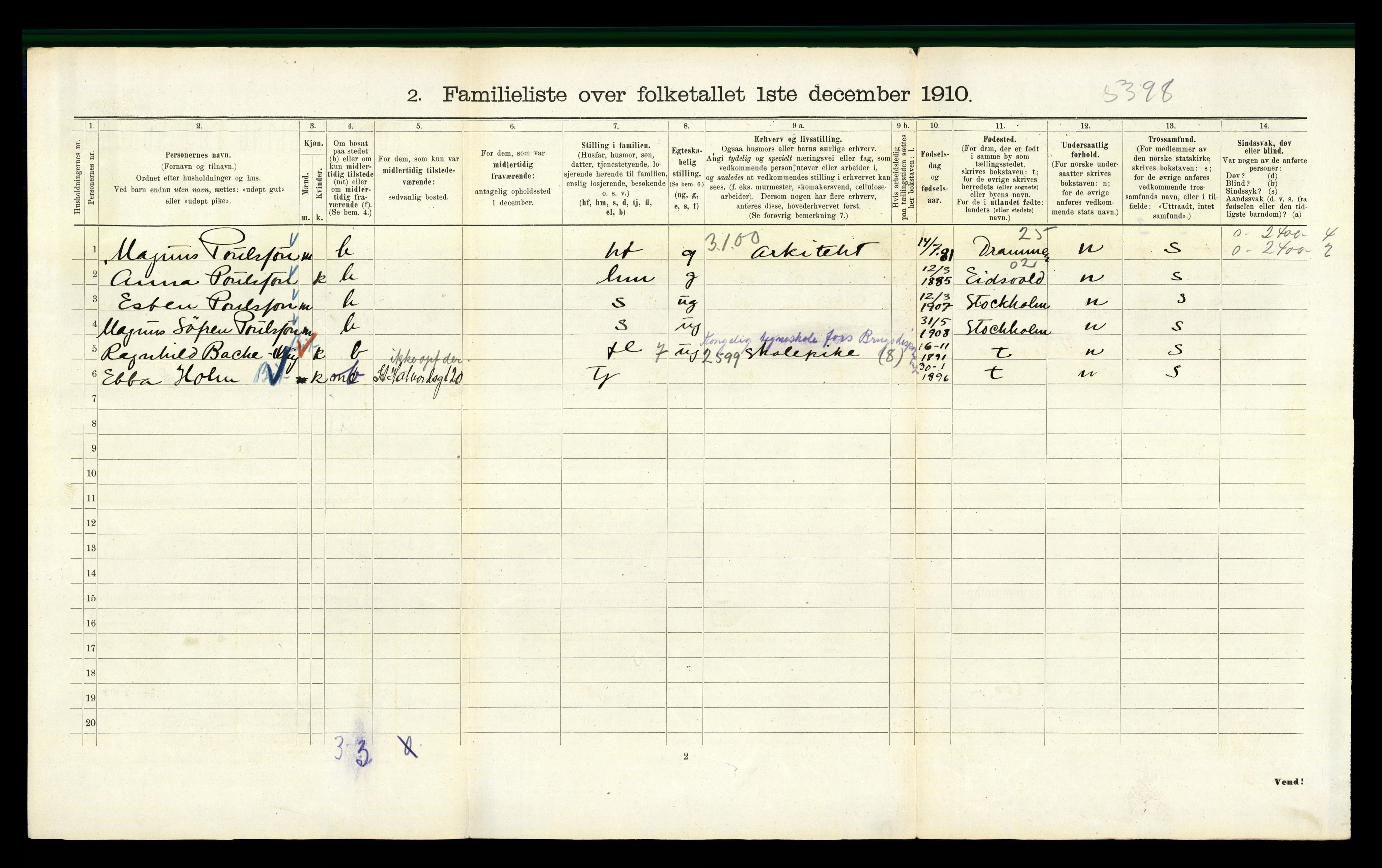 RA, 1910 census for Kristiania, 1910, p. 66394