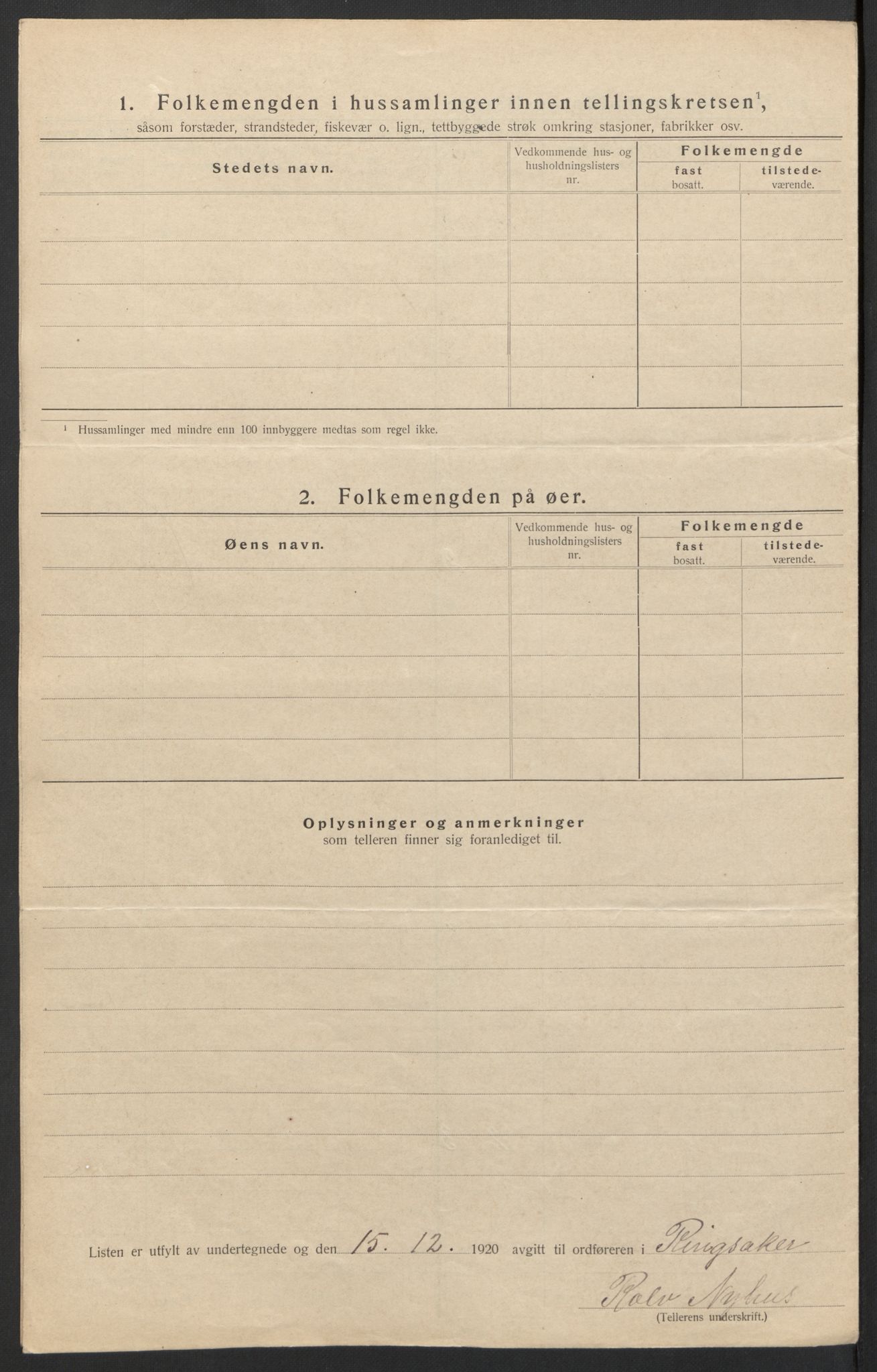 SAH, 1920 census for Ringsaker, 1920, p. 77