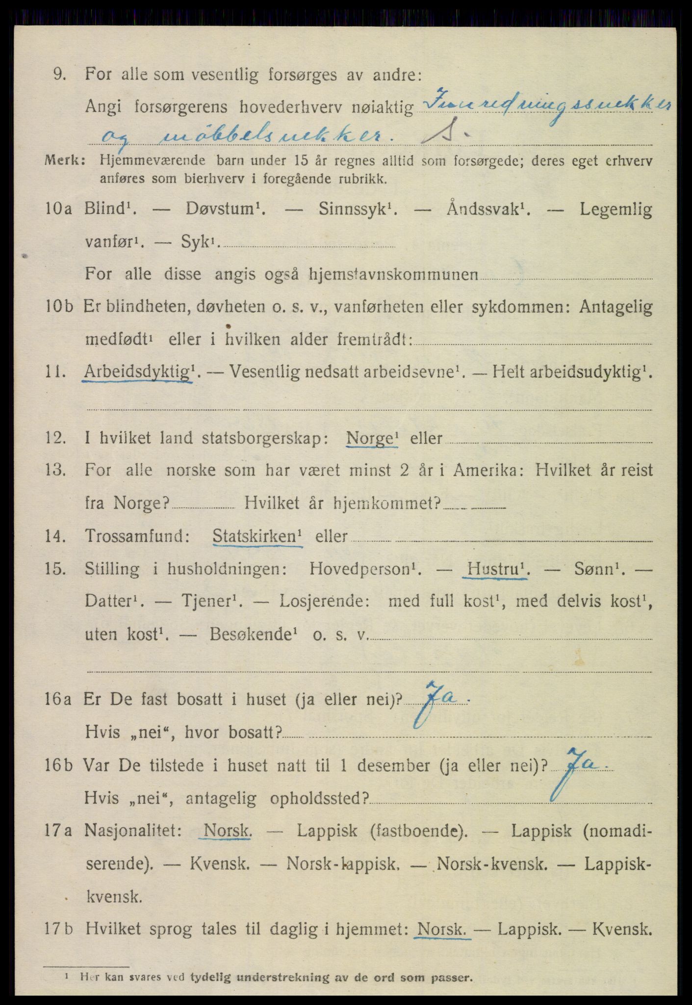 SAT, 1920 census for Overhalla, 1920, p. 5391