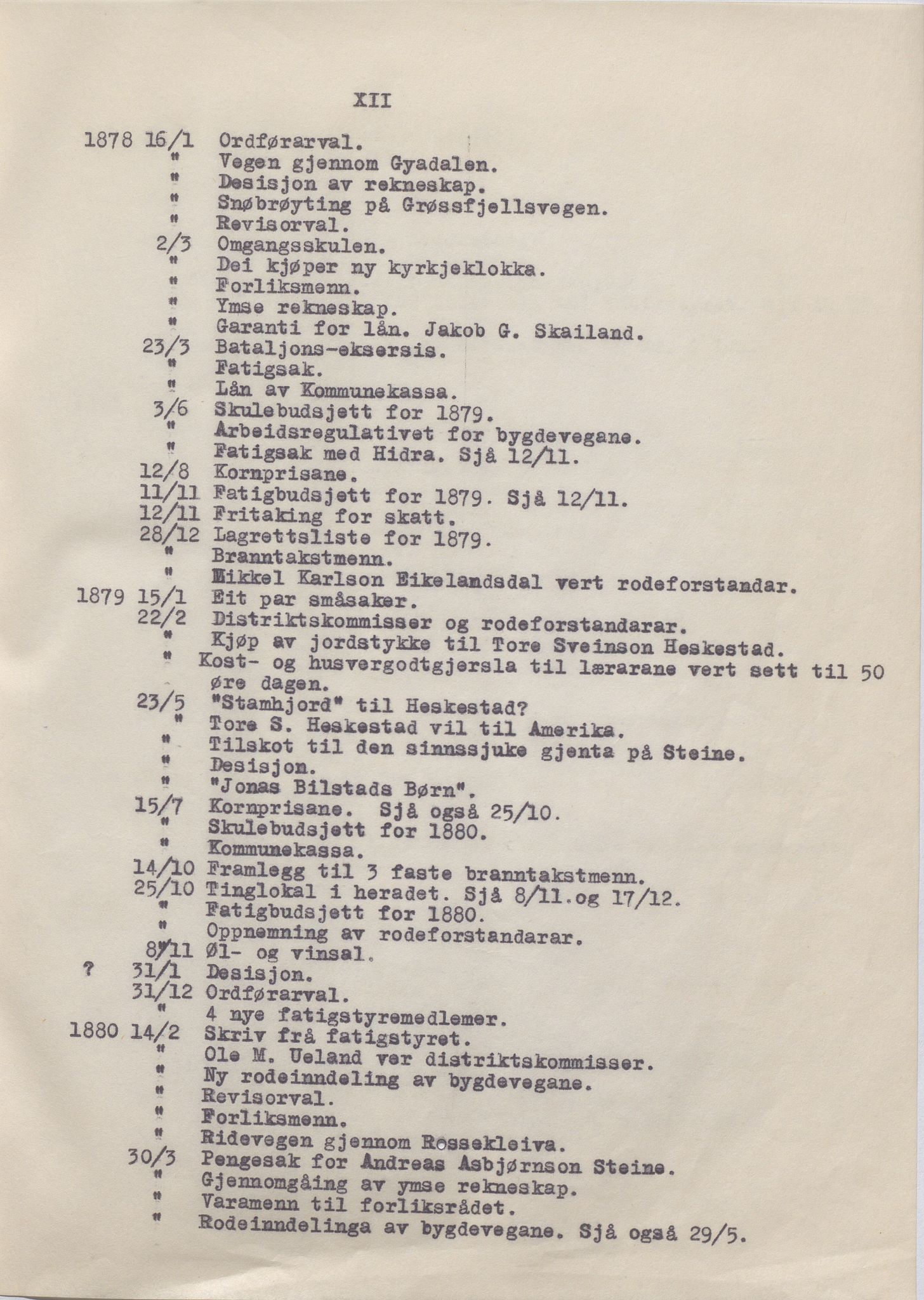 Heskestad kommune - Formannskapet, IKAR/K-101732/A/L0002: Møtebok (Særutskrift), 1837-1886, p. XII