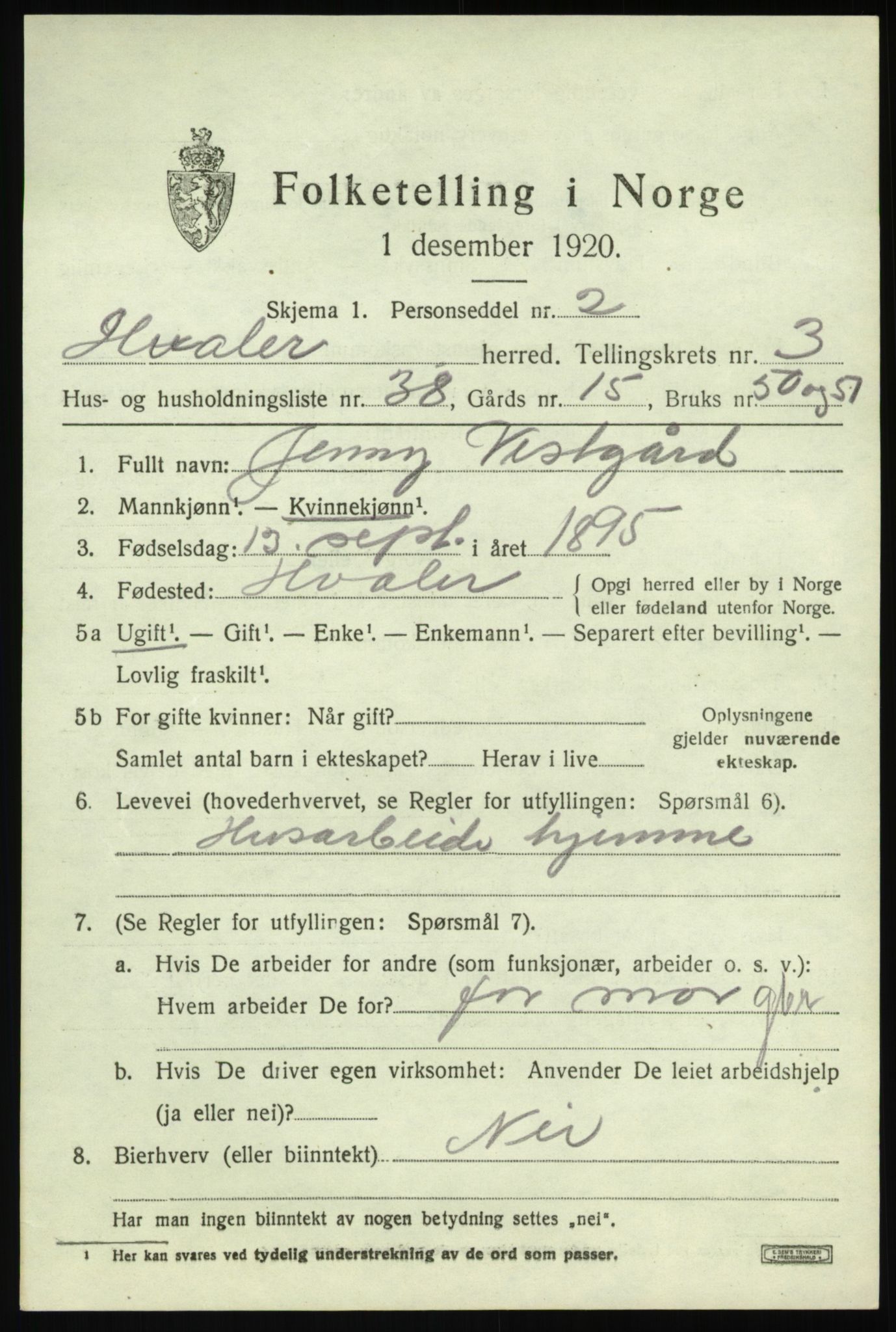 SAO, 1920 census for Hvaler, 1920, p. 4344