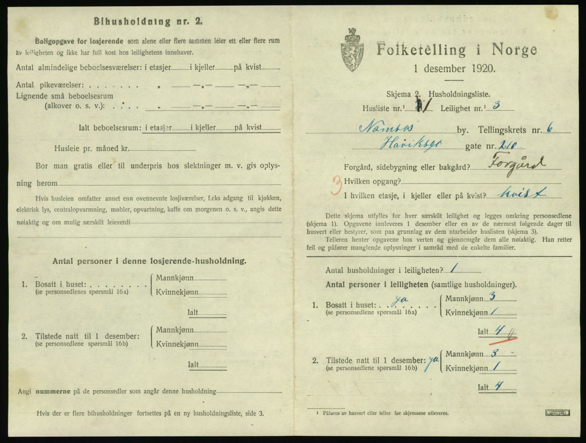SAT, 1920 census for Namsos, 1920, p. 1765