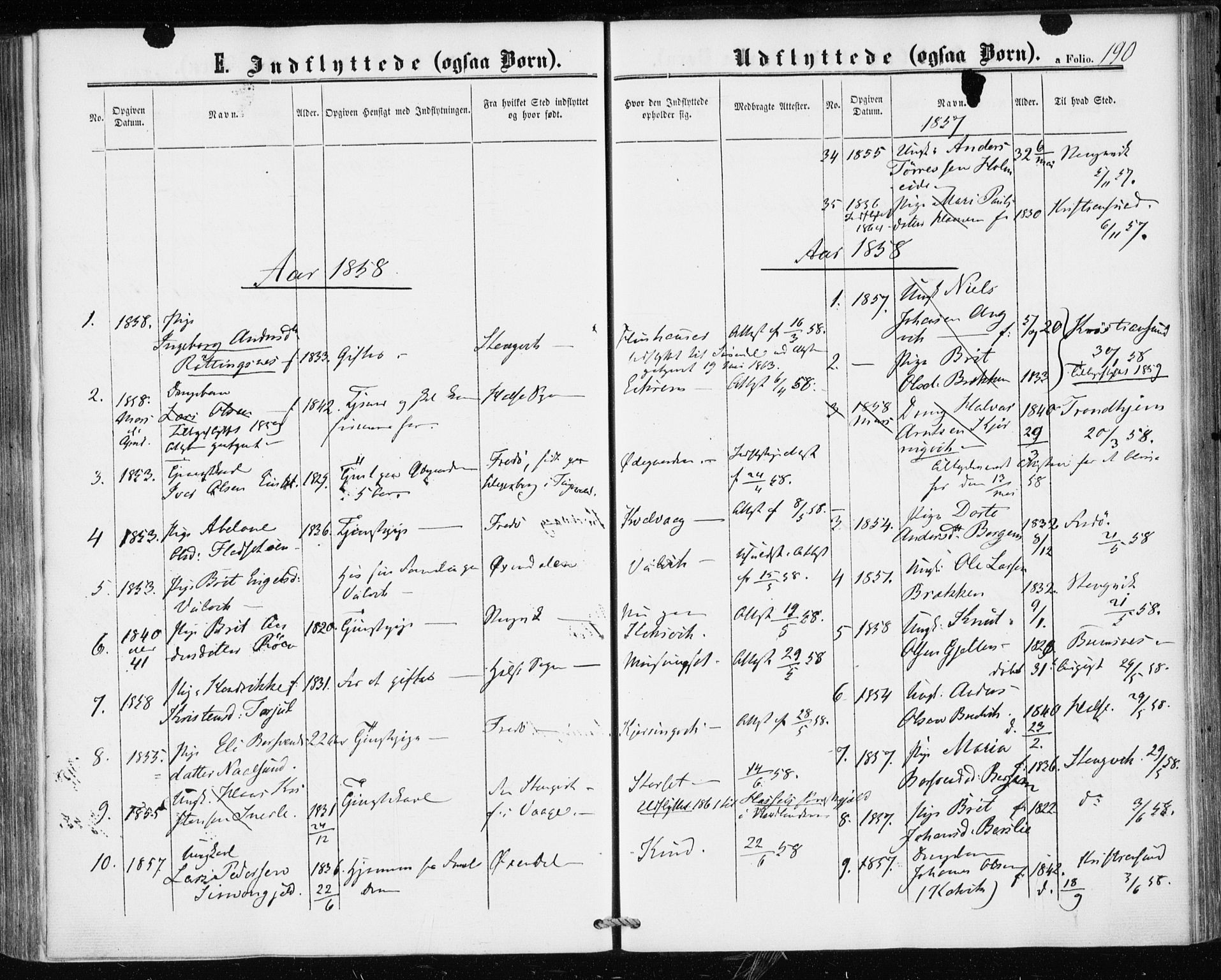 Ministerialprotokoller, klokkerbøker og fødselsregistre - Møre og Romsdal, AV/SAT-A-1454/586/L0985: Parish register (official) no. 586A11, 1857-1866, p. 190