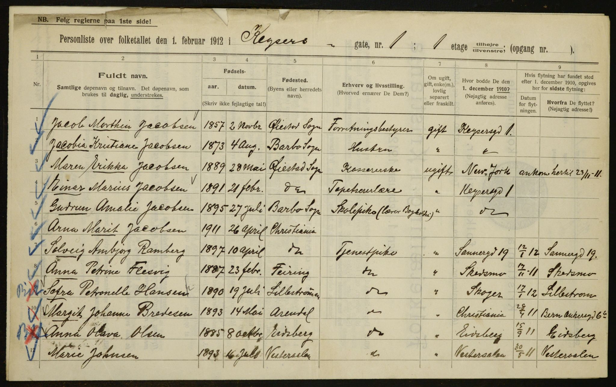 OBA, Municipal Census 1912 for Kristiania, 1912, p. 49491