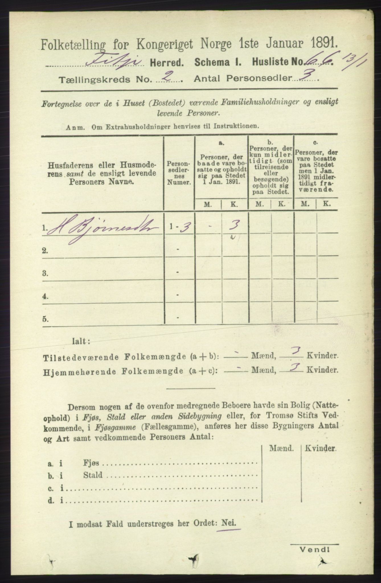 RA, 1891 census for 1222 Fitjar, 1891, p. 644