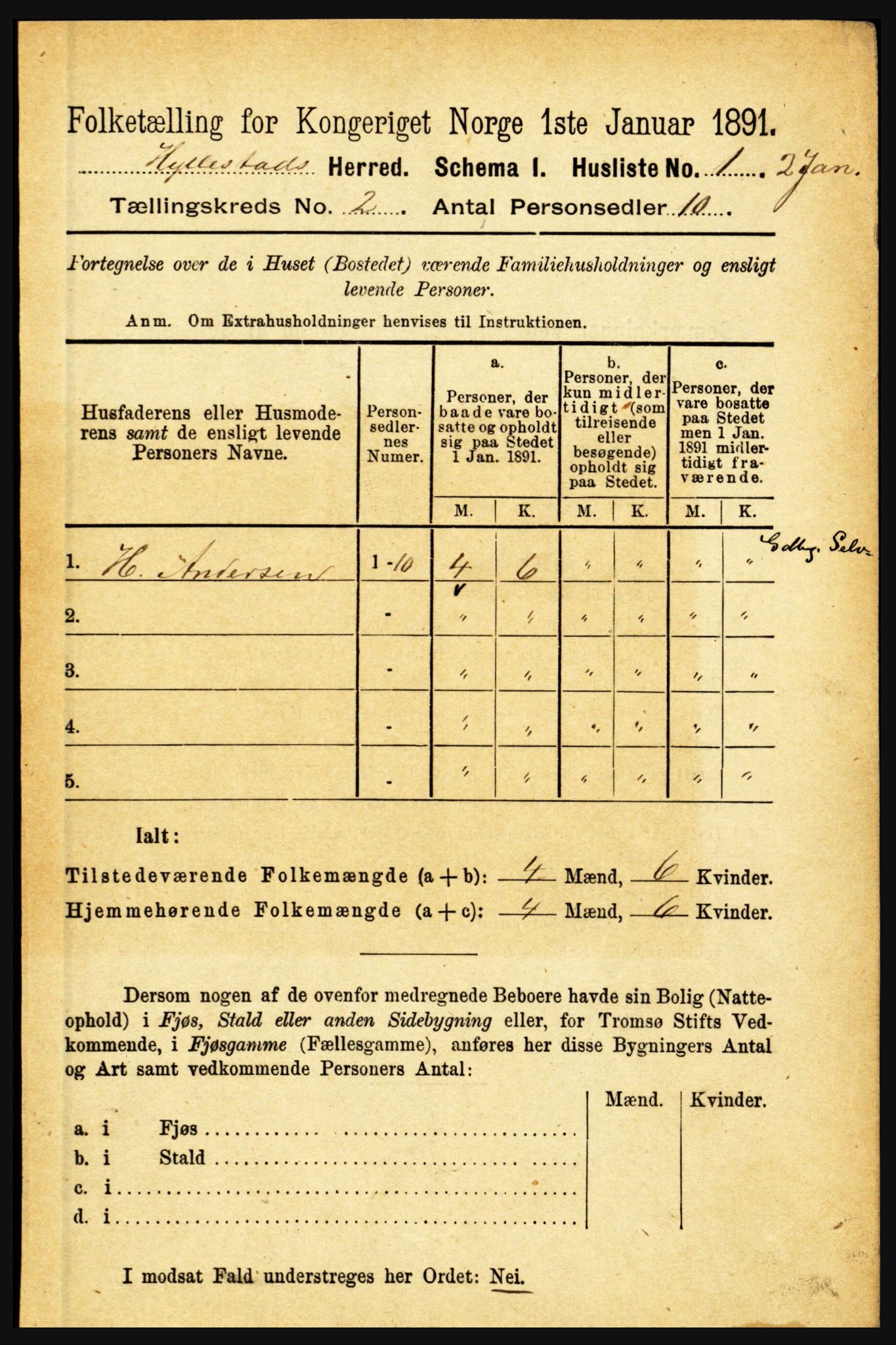 RA, 1891 census for 1413 Hyllestad, 1891, p. 121