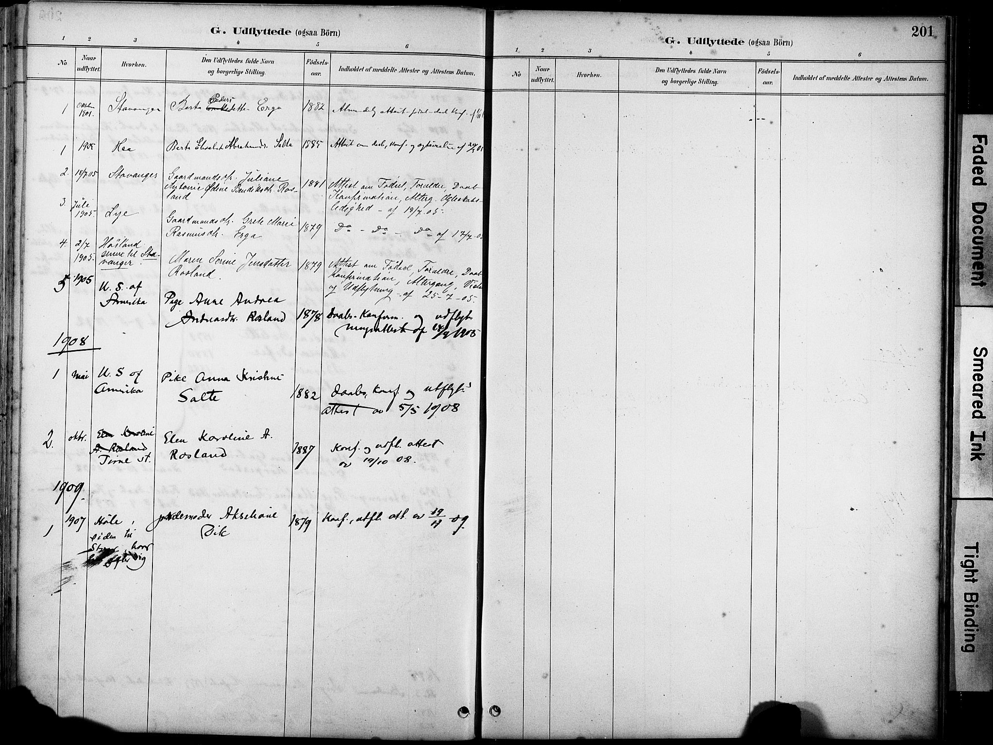 Klepp sokneprestkontor, AV/SAST-A-101803/001/3/30BA/L0007: Parish register (official) no. A 8, 1886-1912, p. 201