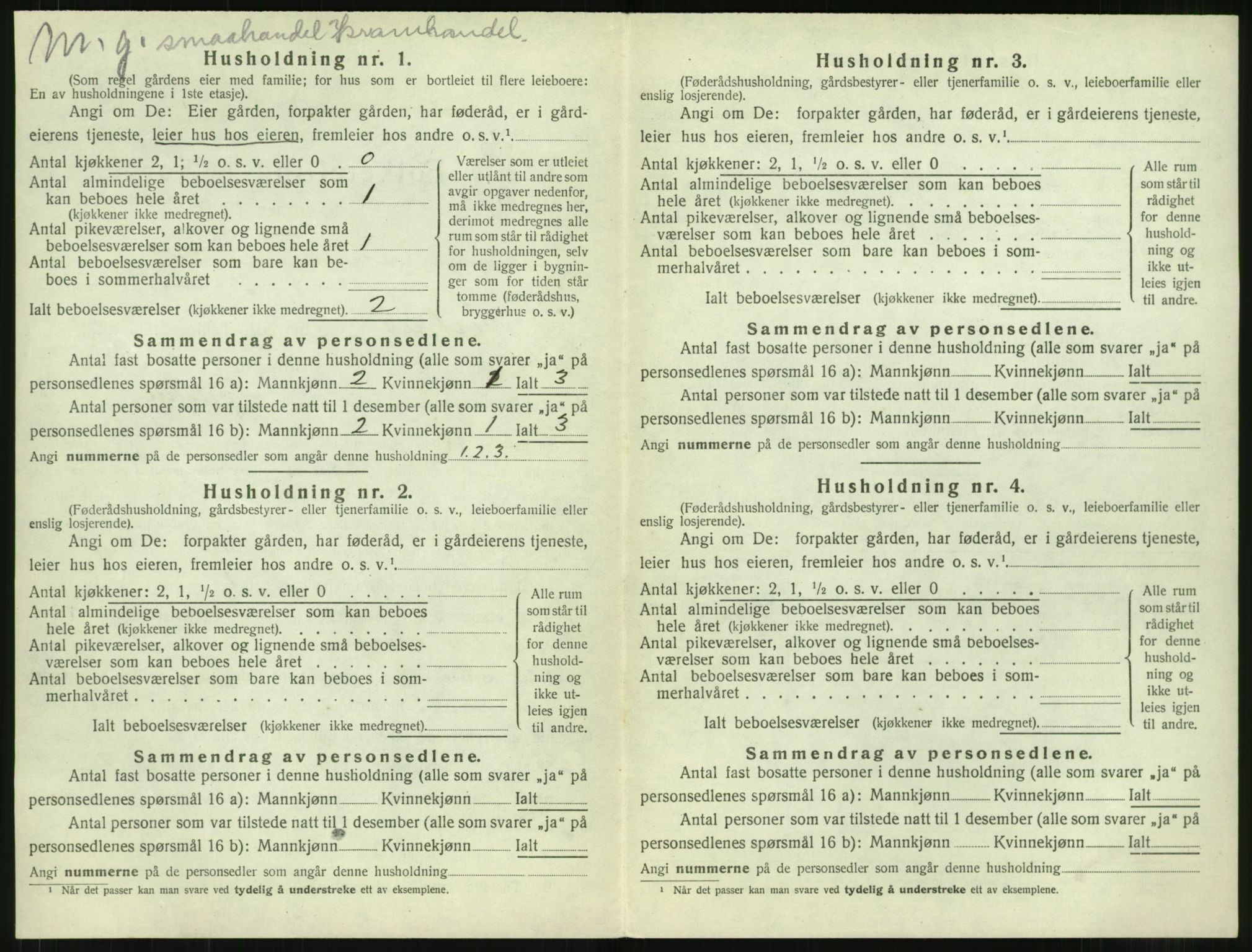 SAT, 1920 census for Vestnes, 1920, p. 1034
