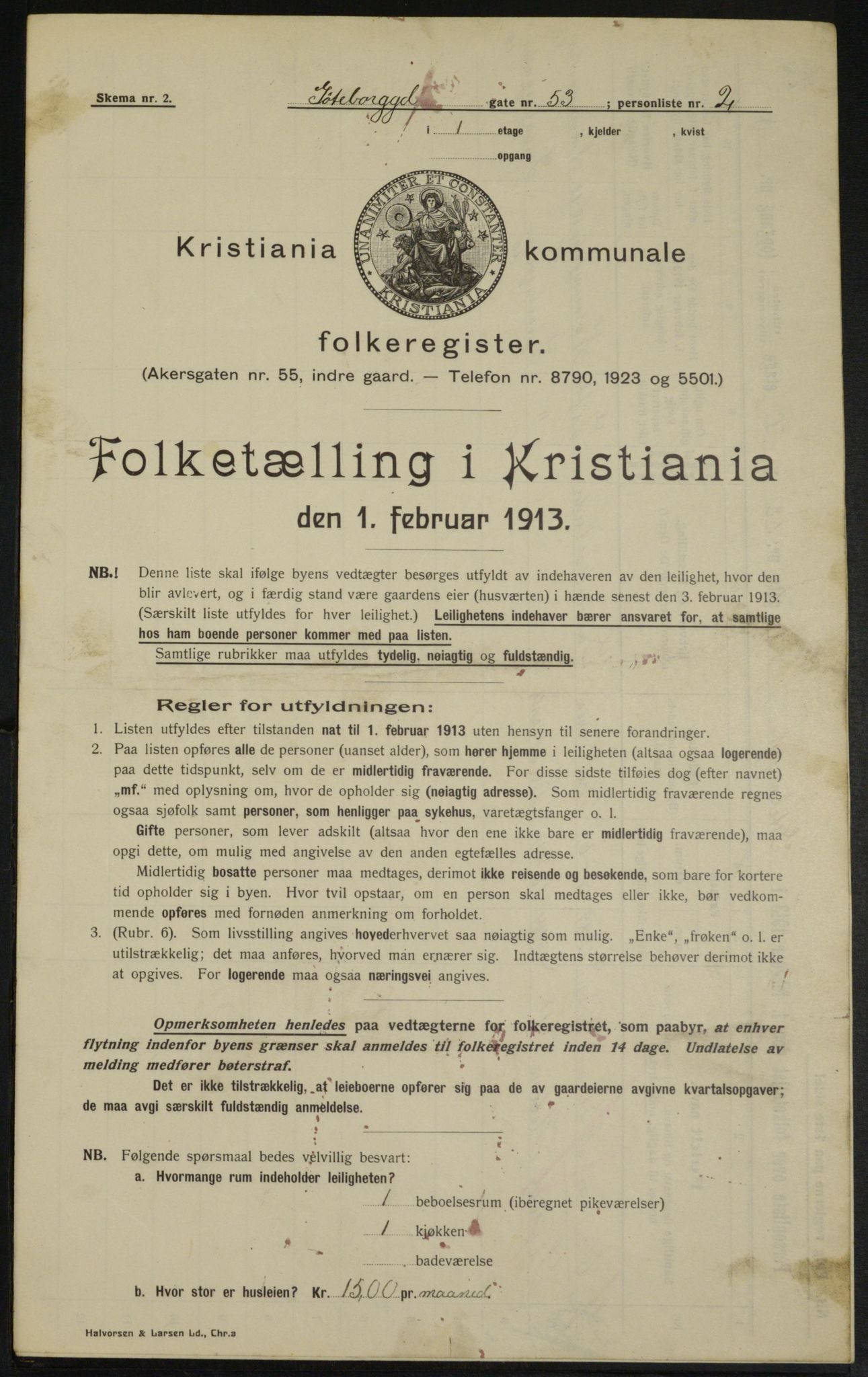 OBA, Municipal Census 1913 for Kristiania, 1913, p. 33336