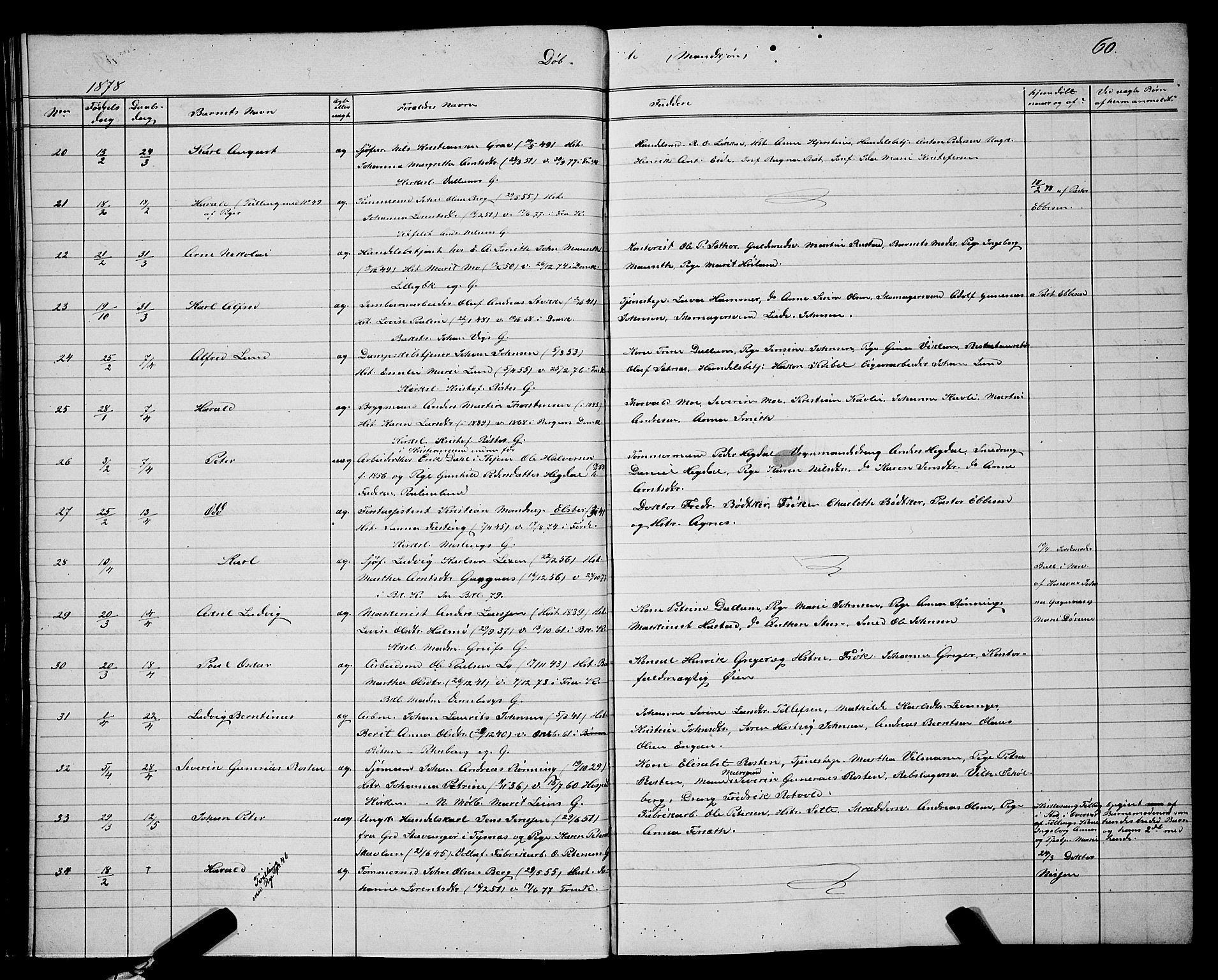 Ministerialprotokoller, klokkerbøker og fødselsregistre - Sør-Trøndelag, AV/SAT-A-1456/604/L0220: Parish register (copy) no. 604C03, 1870-1885, p. 60