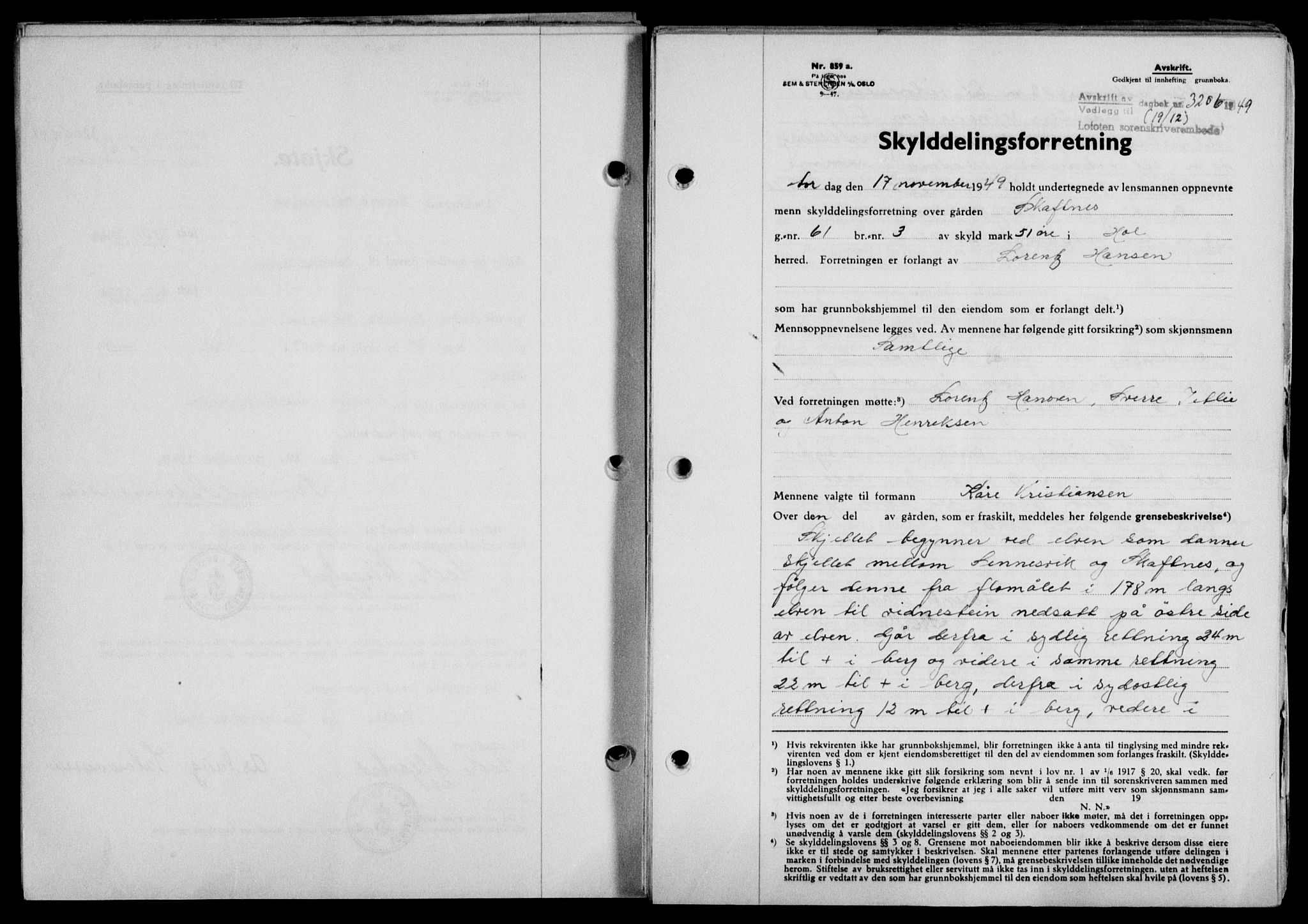 Lofoten sorenskriveri, SAT/A-0017/1/2/2C/L0022a: Mortgage book no. 22a, 1949-1950, Diary no: : 3206/1949