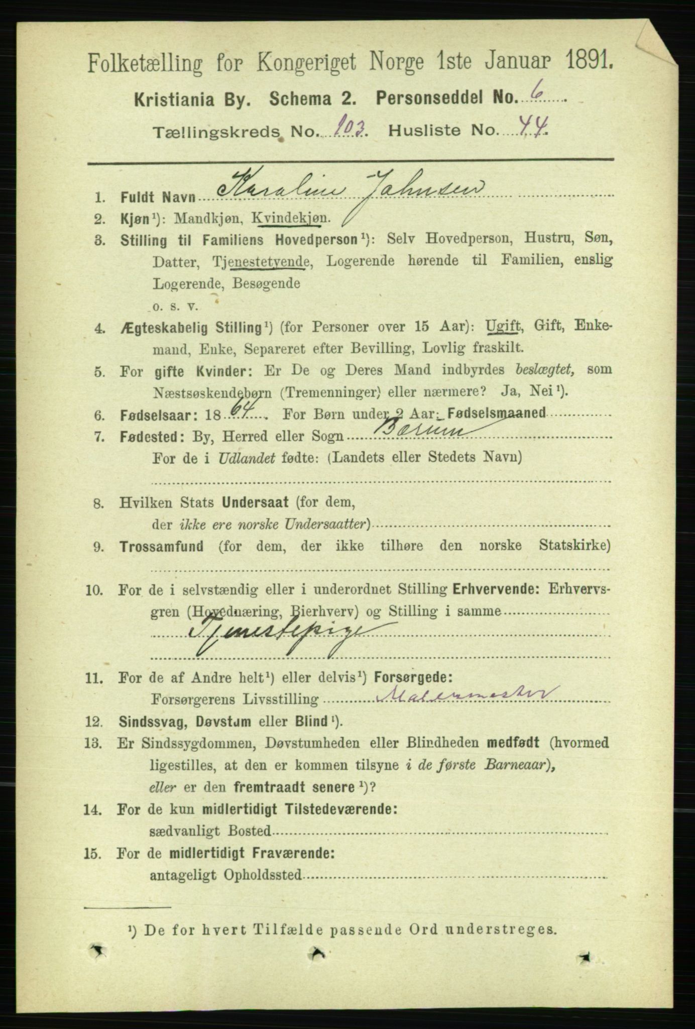 RA, 1891 census for 0301 Kristiania, 1891, p. 51897
