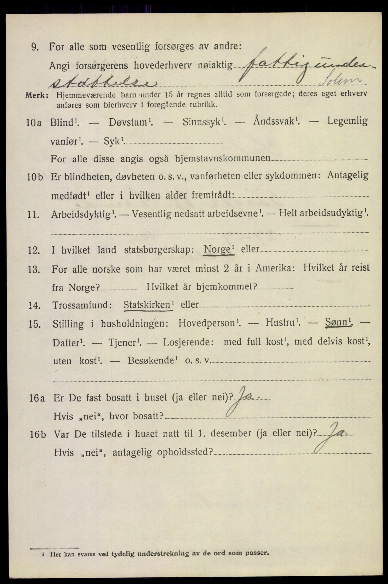 SAKO, 1920 census for Solum, 1920, p. 7673