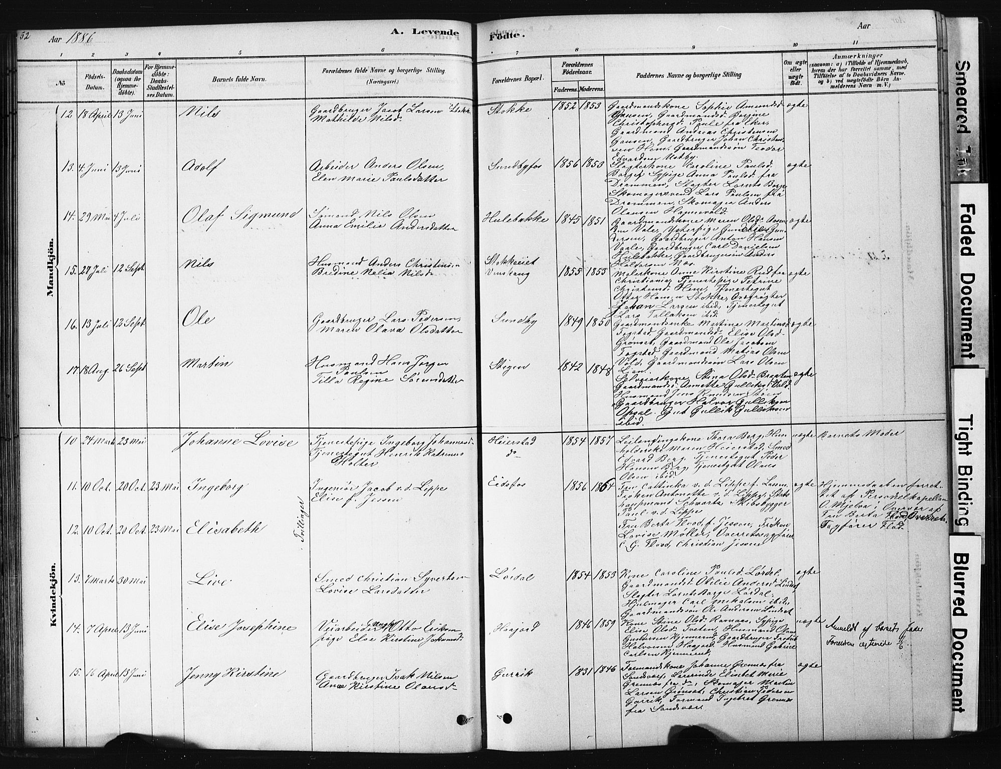 Hof kirkebøker, AV/SAKO-A-64/G/Ga/L0004: Parish register (copy) no. I 4, 1878-1930, p. 52