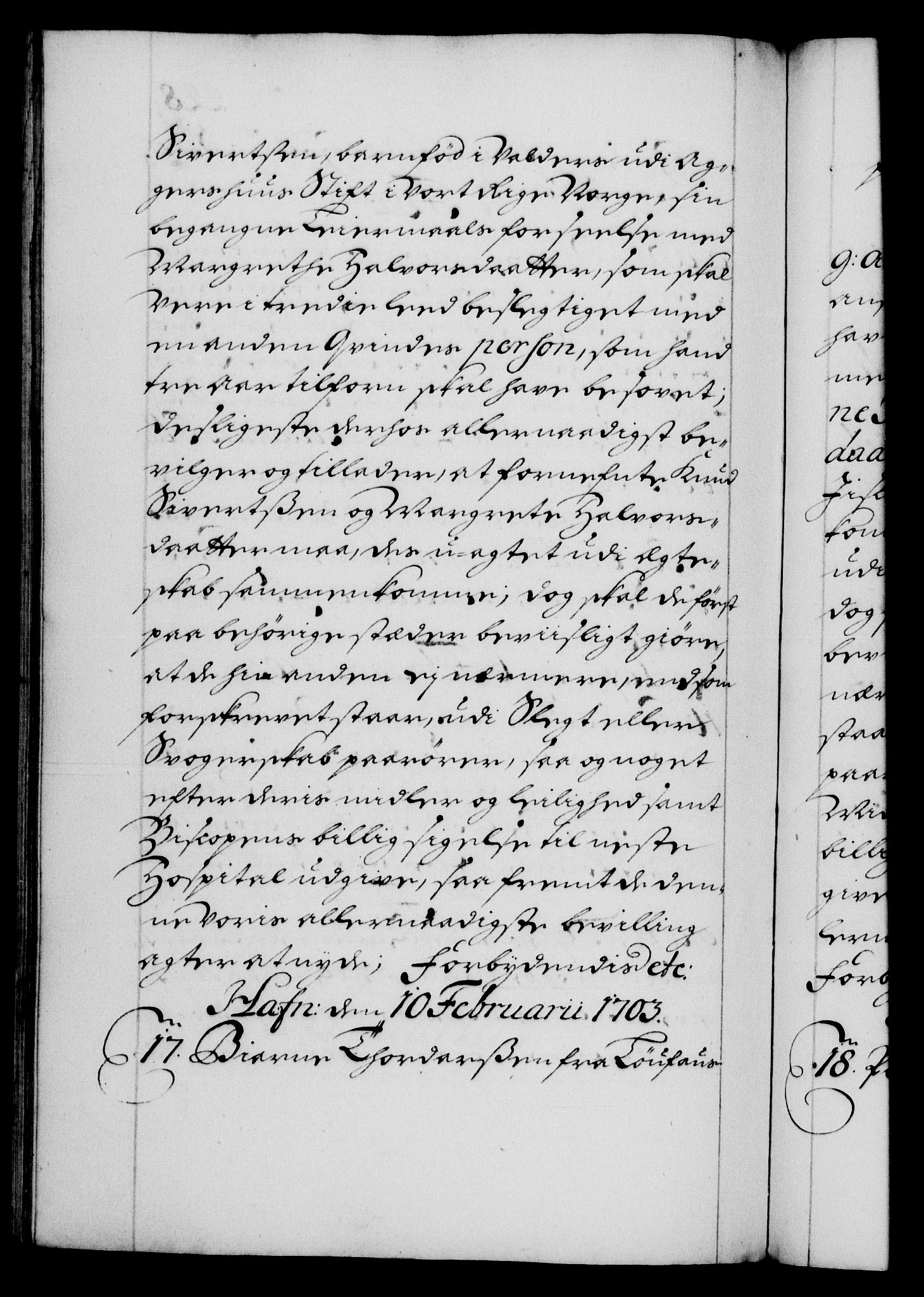 Danske Kanselli 1572-1799, AV/RA-EA-3023/F/Fc/Fca/Fcaa/L0018: Norske registre, 1699-1703, p. 448b