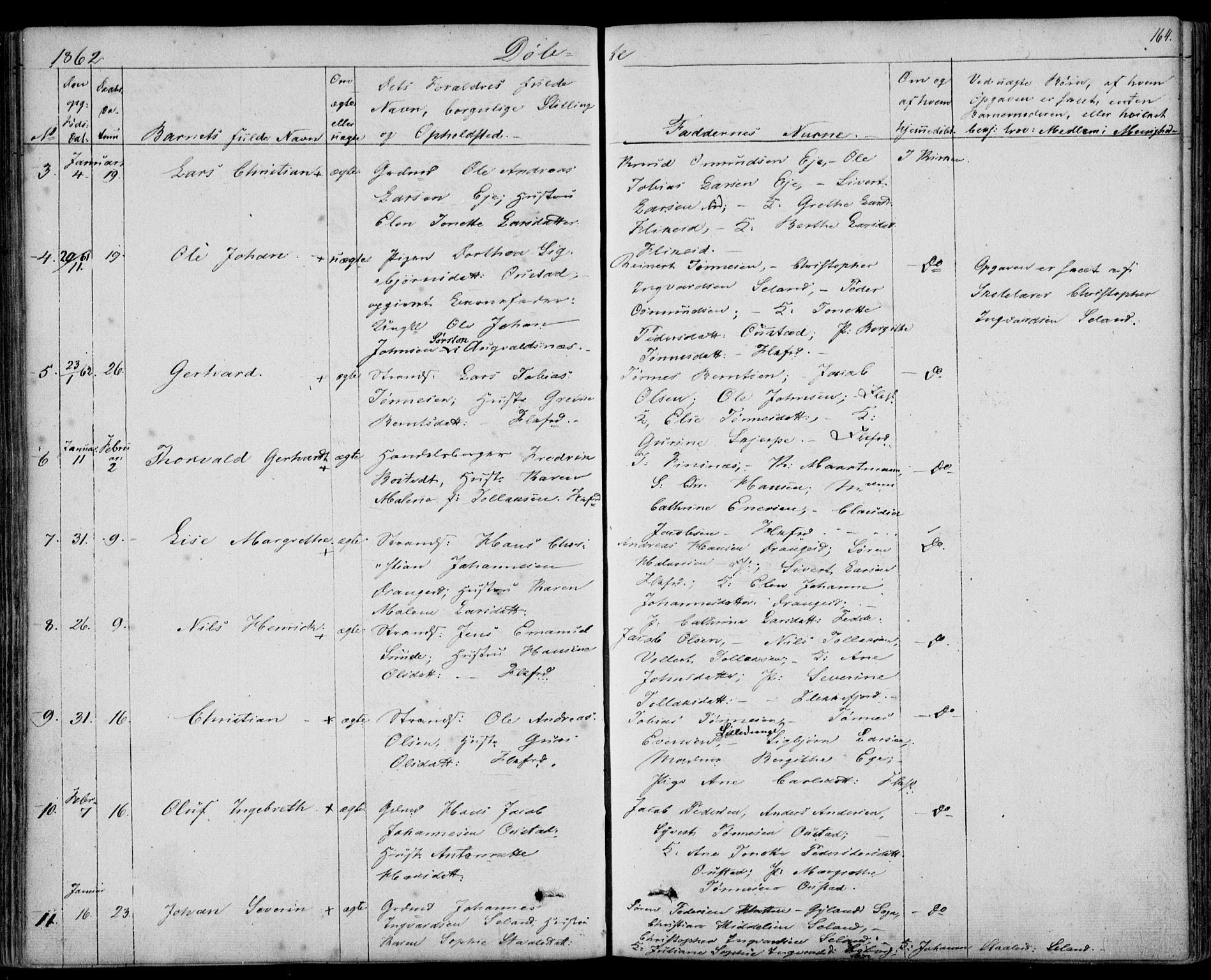 Flekkefjord sokneprestkontor, SAK/1111-0012/F/Fb/Fbc/L0005: Parish register (copy) no. B 5, 1846-1866, p. 164