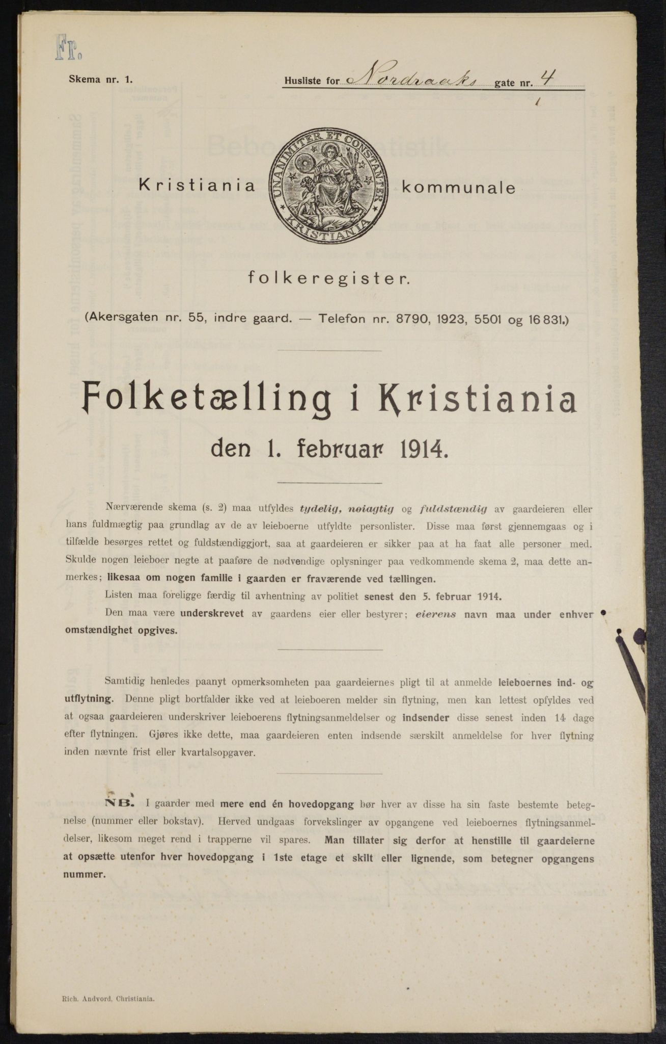 OBA, Municipal Census 1914 for Kristiania, 1914, p. 73365