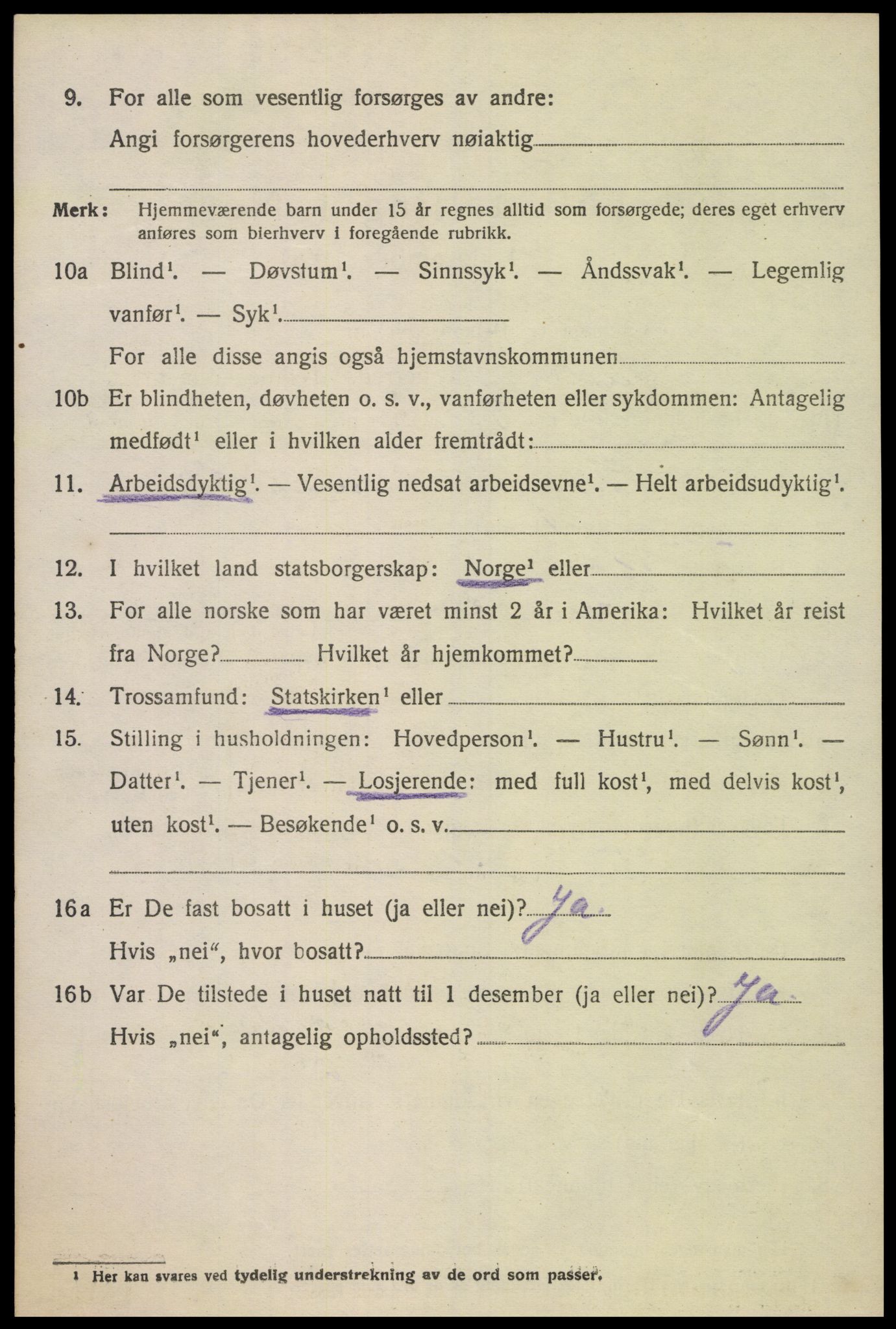 SAK, 1920 census for Oddernes, 1920, p. 4662