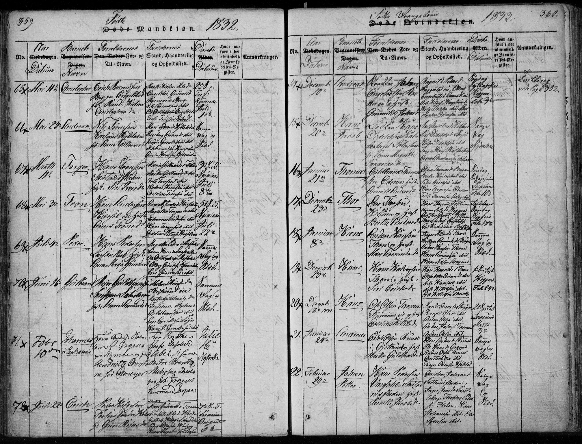 Modum kirkebøker, SAKO/A-234/F/Fa/L0005: Parish register (official) no. 5, 1824-1841, p. 359-360