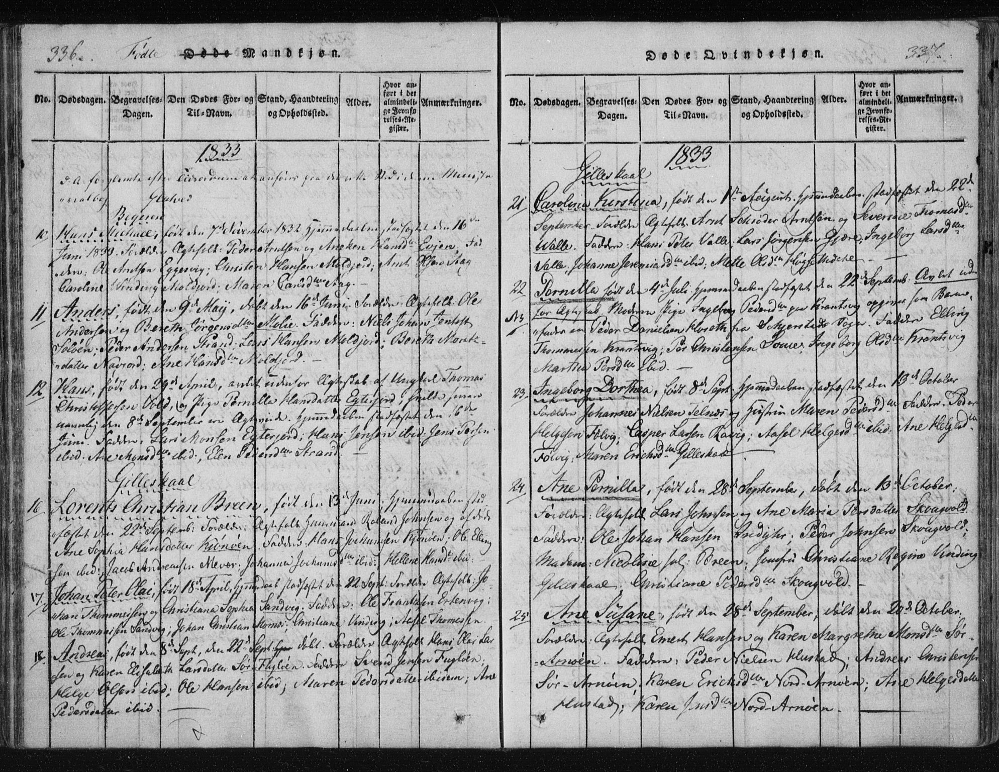 Ministerialprotokoller, klokkerbøker og fødselsregistre - Nordland, SAT/A-1459/805/L0096: Parish register (official) no. 805A03, 1820-1837, p. 336-337