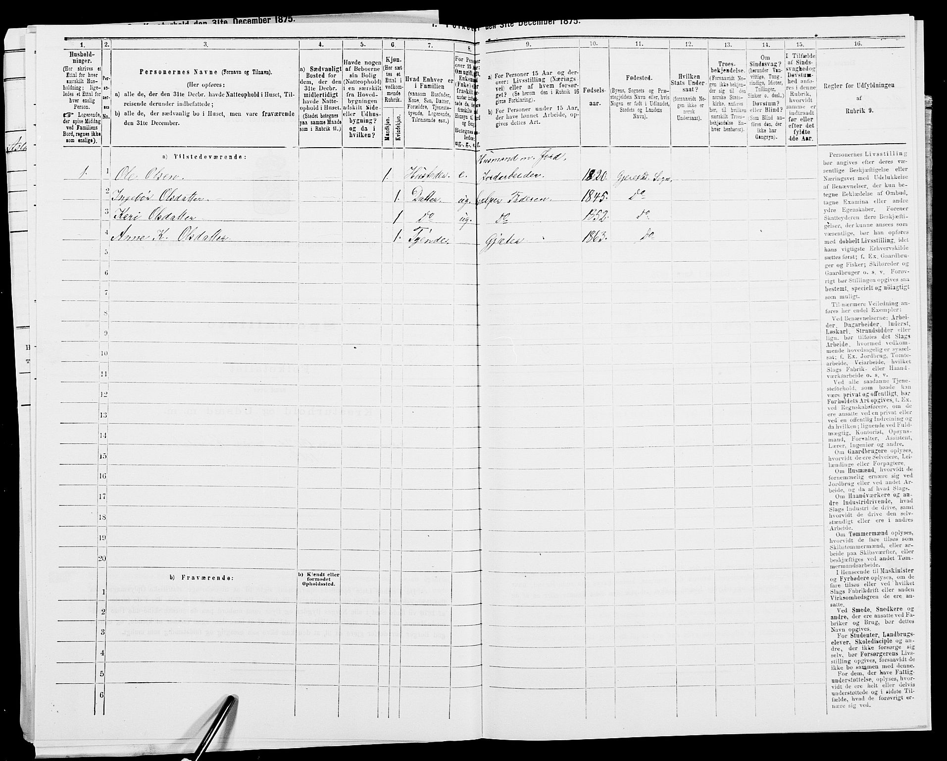 SAK, 1875 census for 0911P Gjerstad, 1875, p. 810