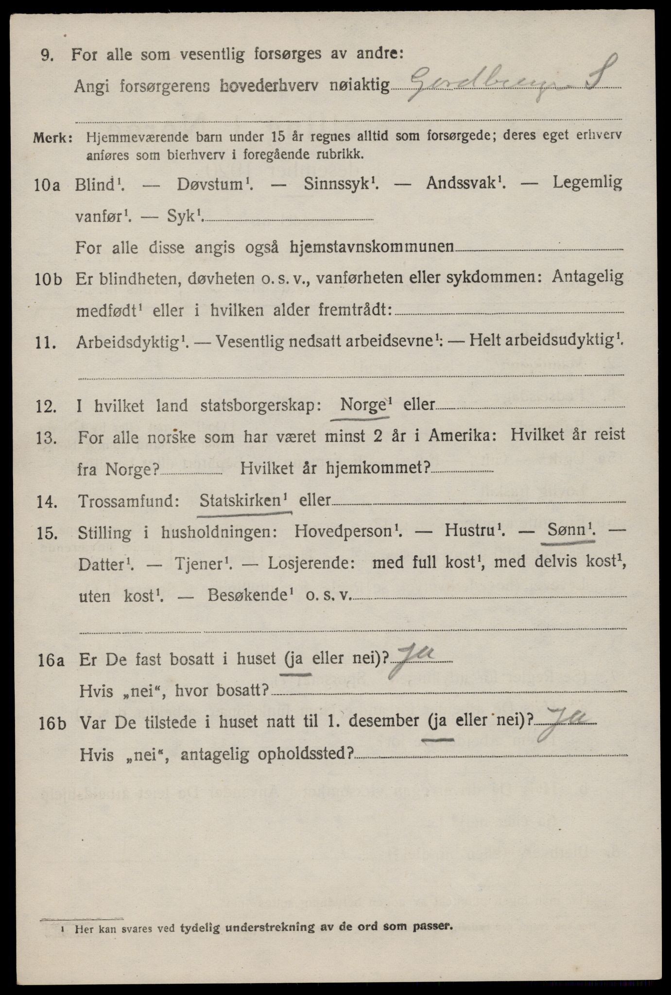 SAST, 1920 census for Bjerkreim, 1920, p. 3241