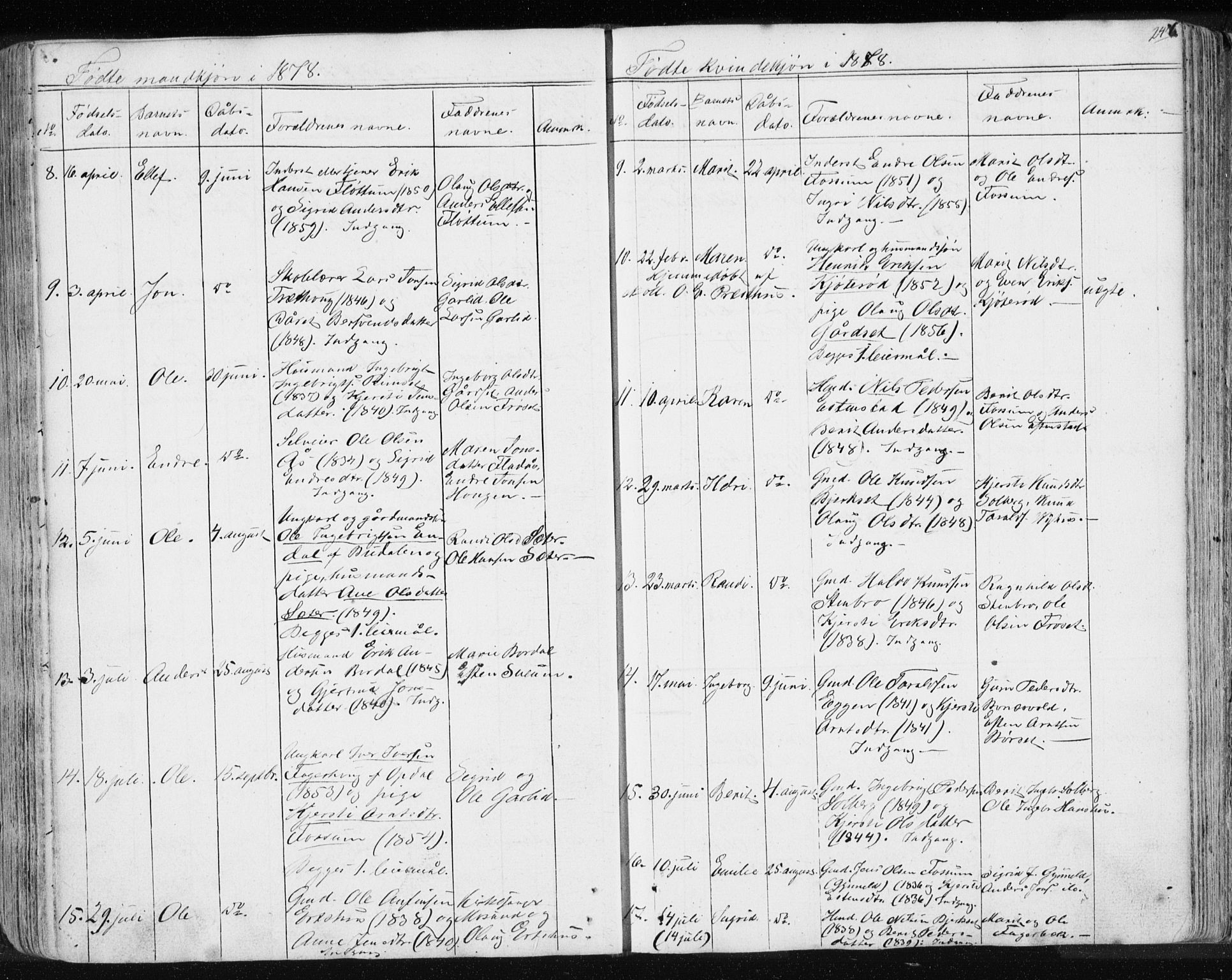 Ministerialprotokoller, klokkerbøker og fødselsregistre - Sør-Trøndelag, SAT/A-1456/689/L1043: Parish register (copy) no. 689C02, 1816-1892, p. 246