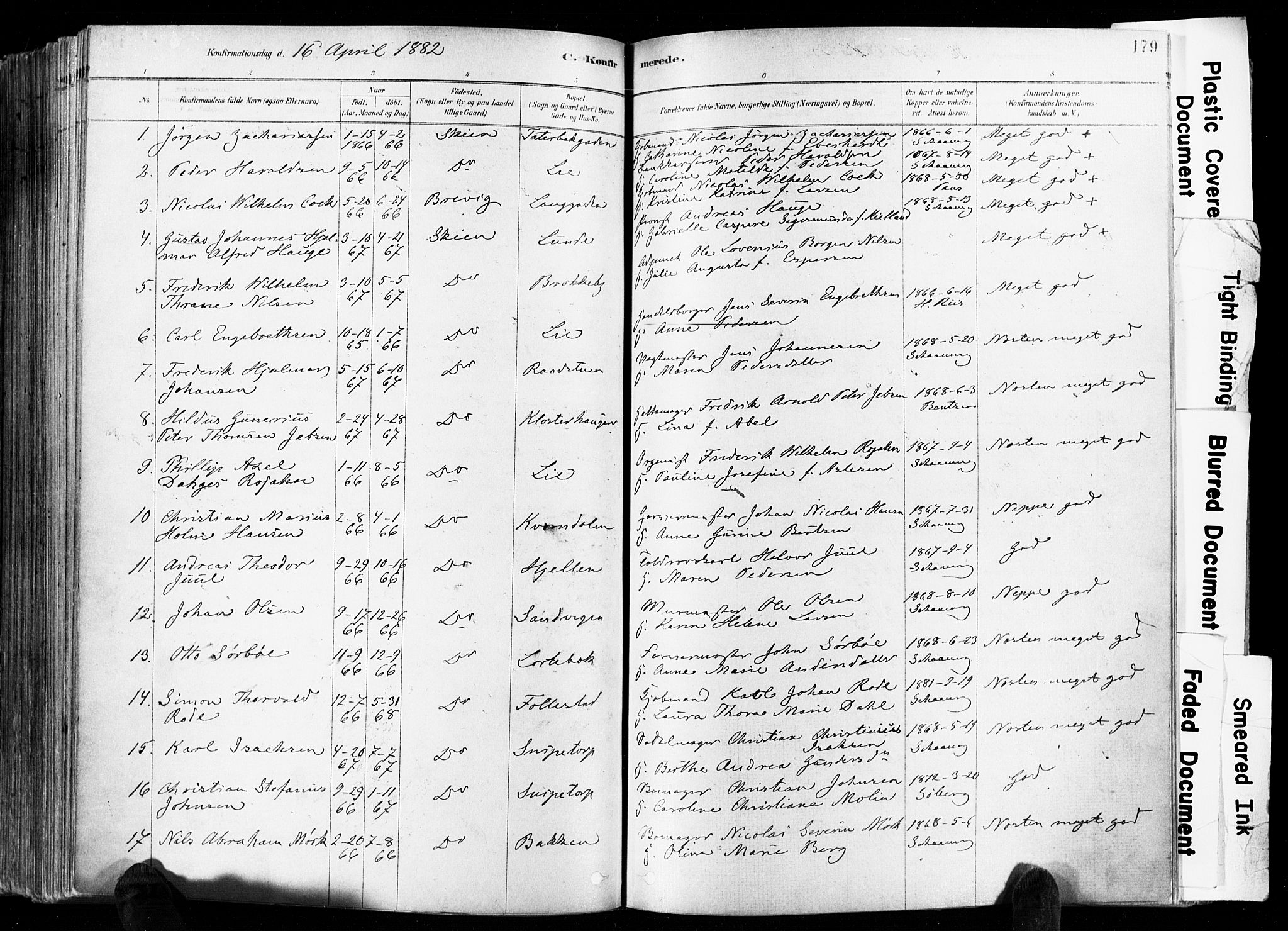 Skien kirkebøker, AV/SAKO-A-302/F/Fa/L0009: Parish register (official) no. 9, 1878-1890, p. 179