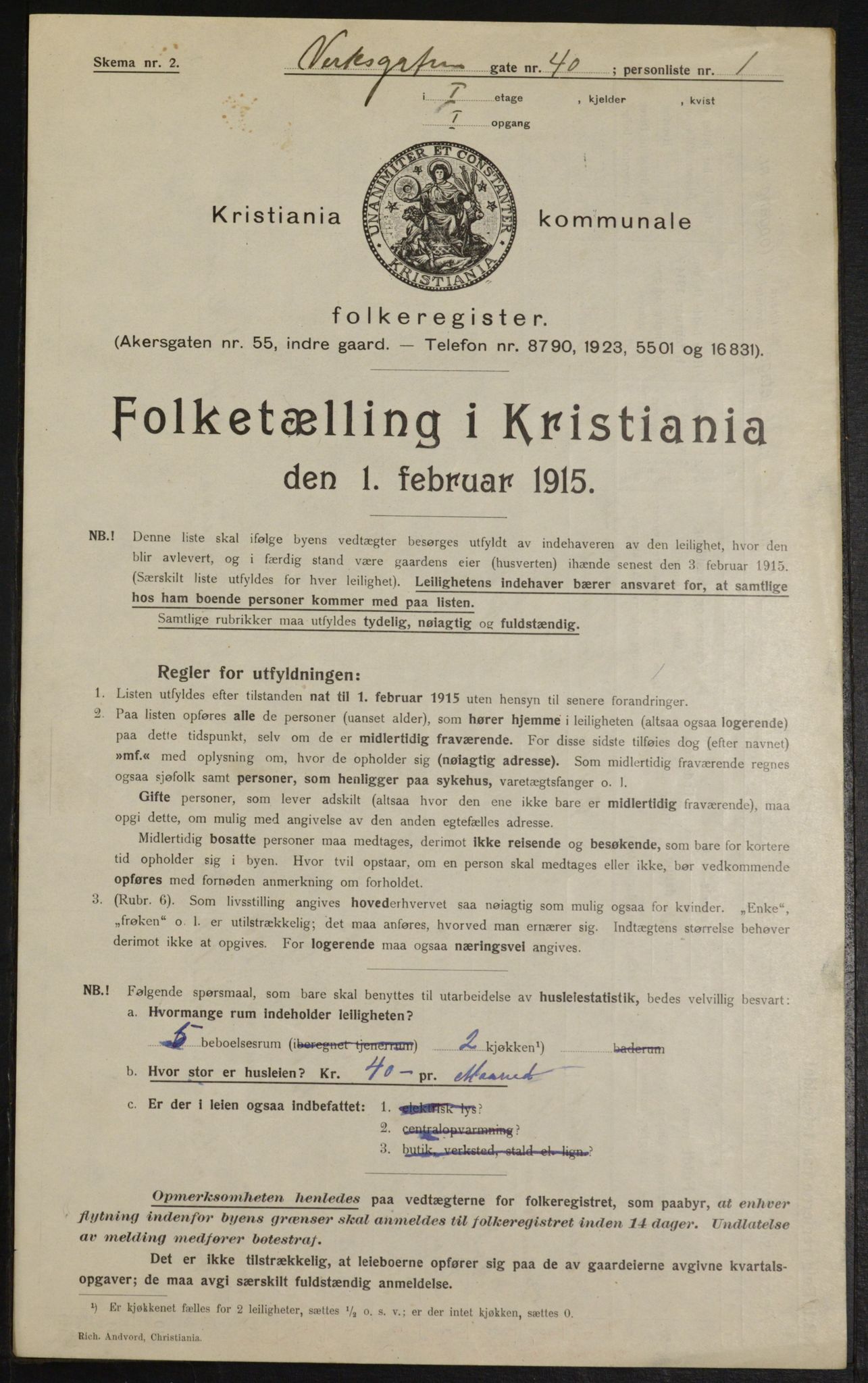 OBA, Municipal Census 1915 for Kristiania, 1915, p. 122901