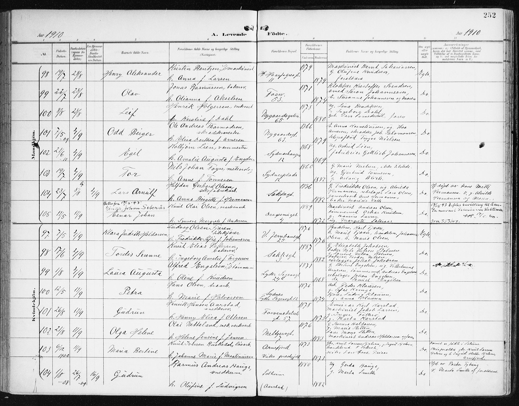 Johanneskirken sokneprestembete, AV/SAB-A-76001/H/Haa/L0002: Parish register (official) no. A 2, 1900-1912, p. 252