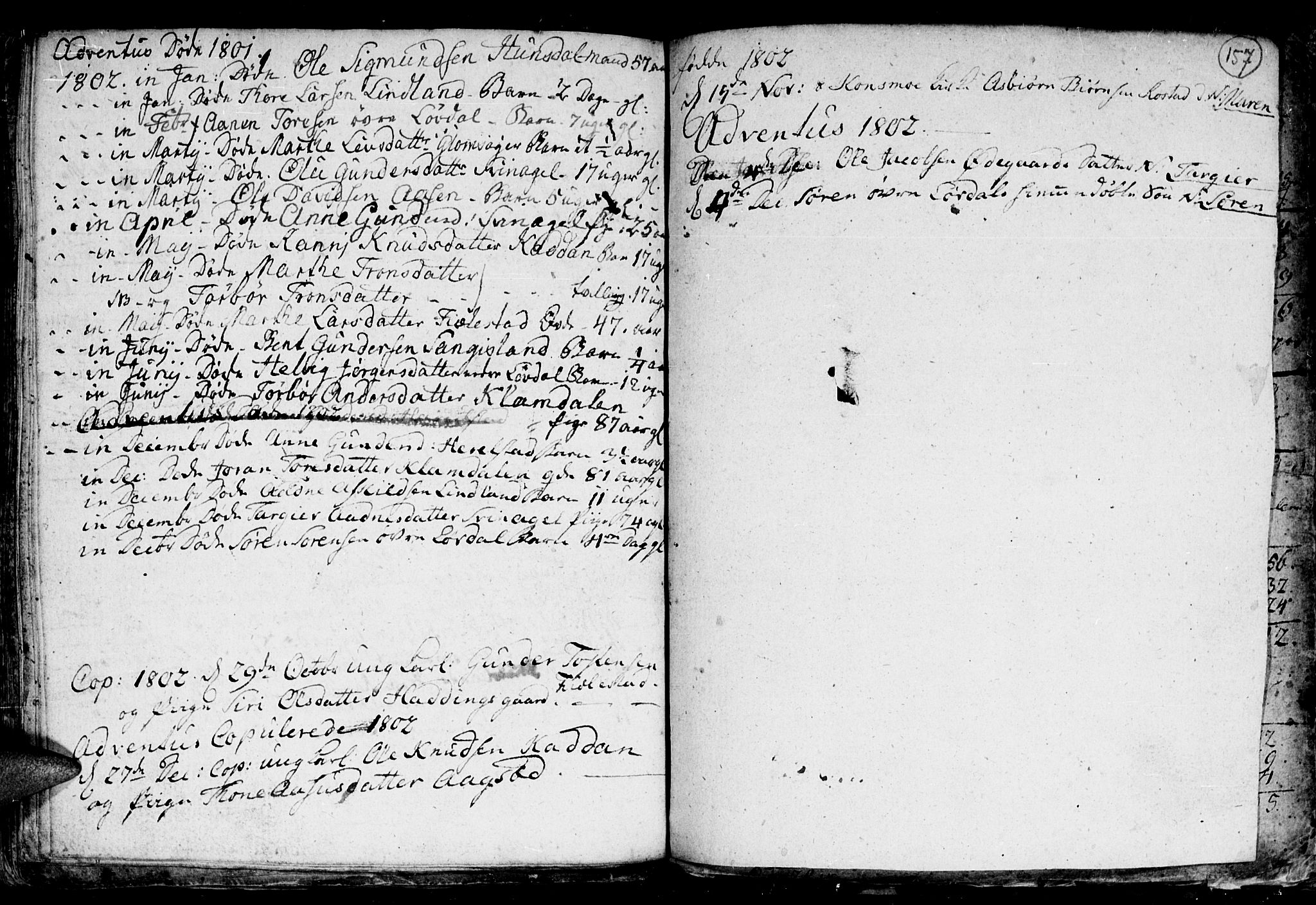 Holum sokneprestkontor, AV/SAK-1111-0022/F/Fb/Fba/L0001: Parish register (copy) no. B 1 /3, 1770-1802, p. 157