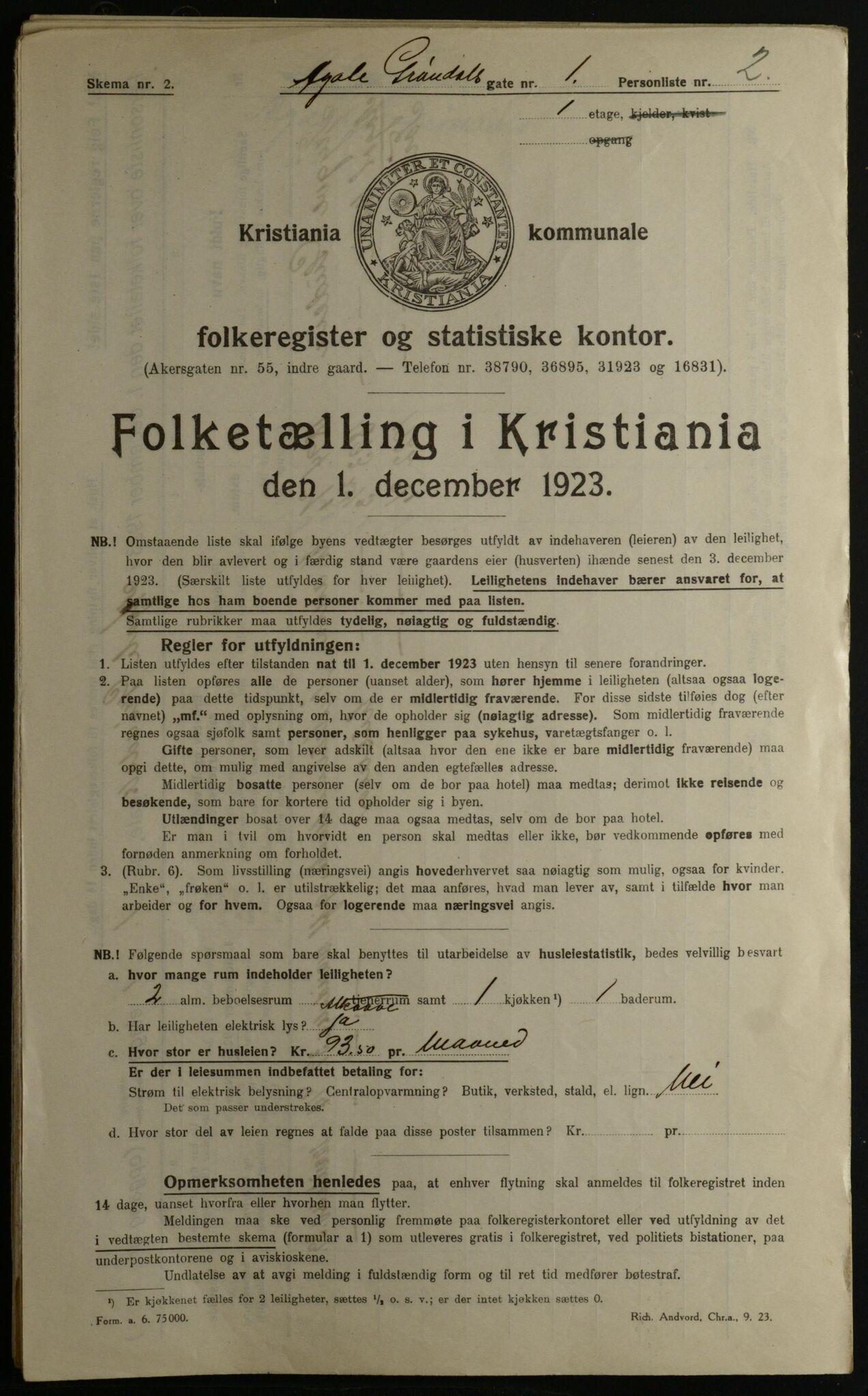OBA, Municipal Census 1923 for Kristiania, 1923, p. 27