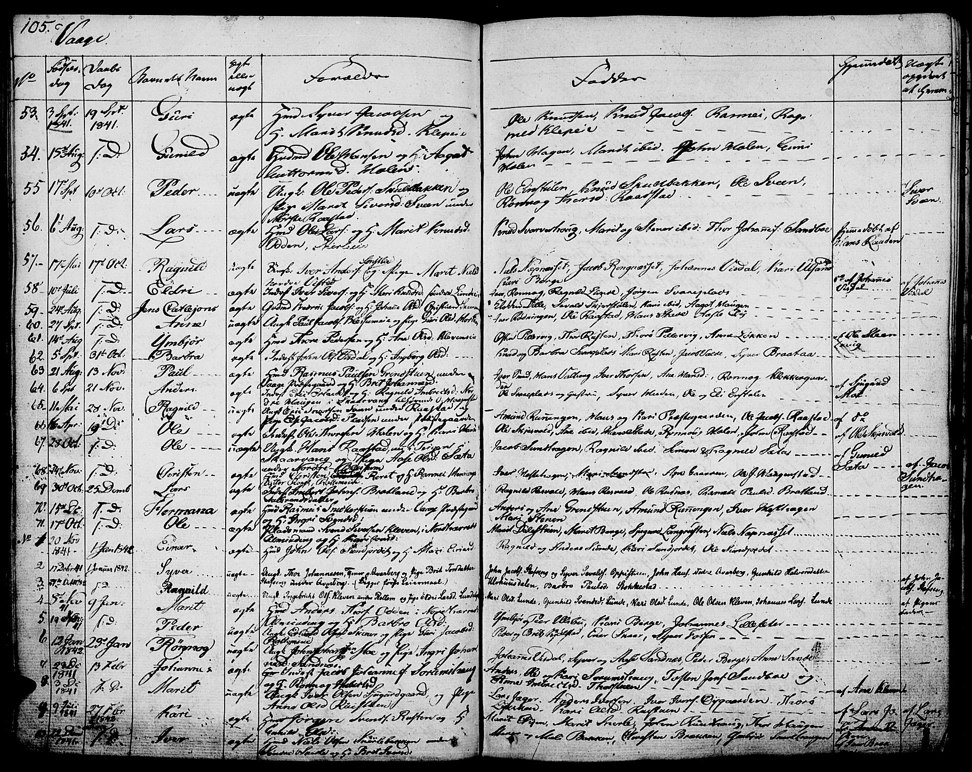 Vågå prestekontor, SAH/PREST-076/H/Ha/Haa/L0004: Parish register (official) no. 4 /1, 1827-1842, p. 105