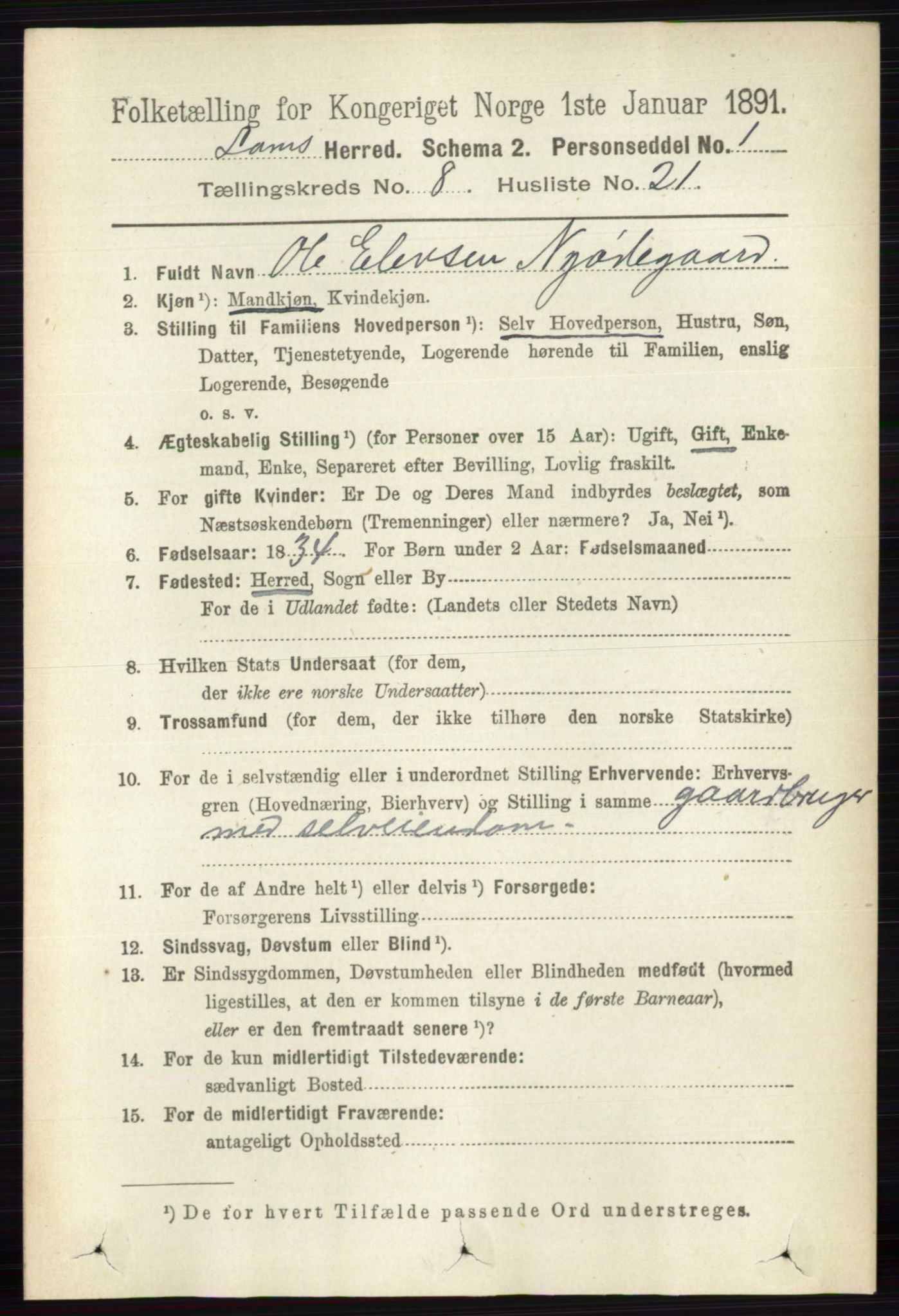 RA, 1891 census for 0514 Lom, 1891, p. 3216