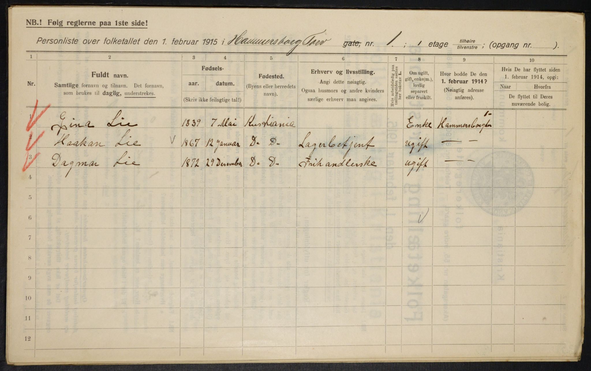 OBA, Municipal Census 1915 for Kristiania, 1915, p. 34014