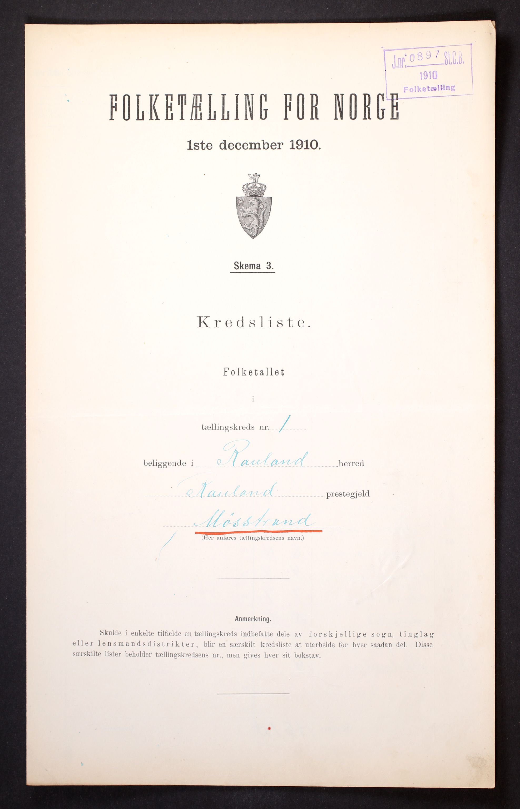 RA, 1910 census for Rauland, 1910, p. 4