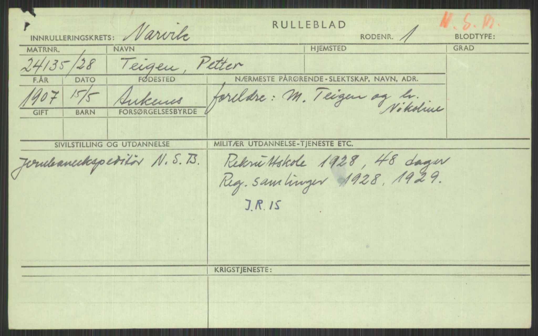 Forsvaret, Troms infanteriregiment nr. 16, AV/RA-RAFA-3146/P/Pa/L0013/0003: Rulleblad / Rulleblad for regimentets menige mannskaper, årsklasse 1928, 1928, p. 751