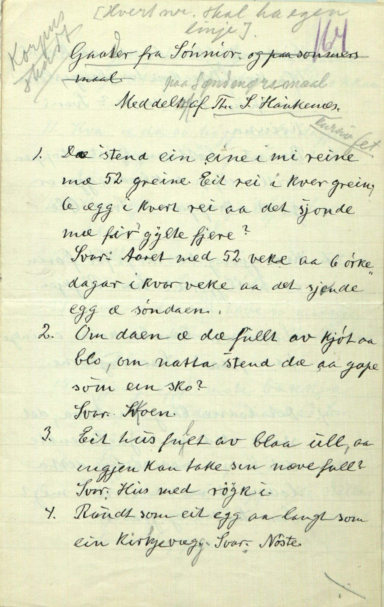 Rikard Berge, TEMU/TGM-A-1003/F/L0009/0003: 341-356 / 343 Mest brev, litt tradisjon, 1902-1925, p. 164